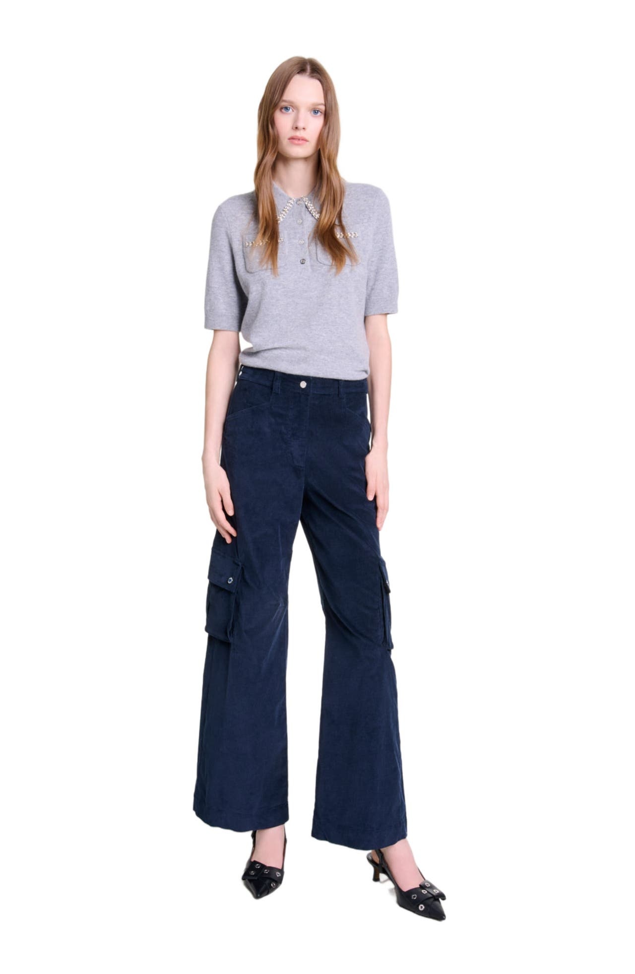 maje Velour cargo trousers in Navy at Nordstrom - 1