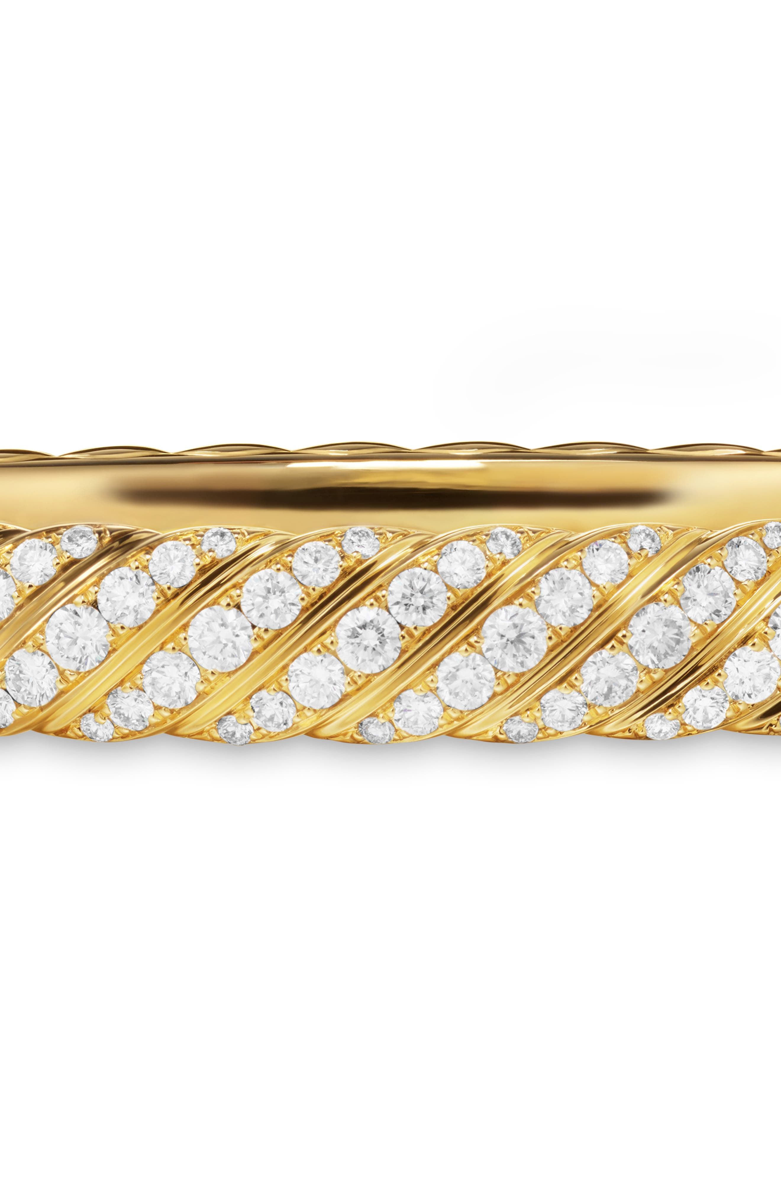 David Yurman Sculpted Cable Bangle Bracelet in 18K Yellow Gold with Diamonds, 8mm in Diamond/Yellow  - 4