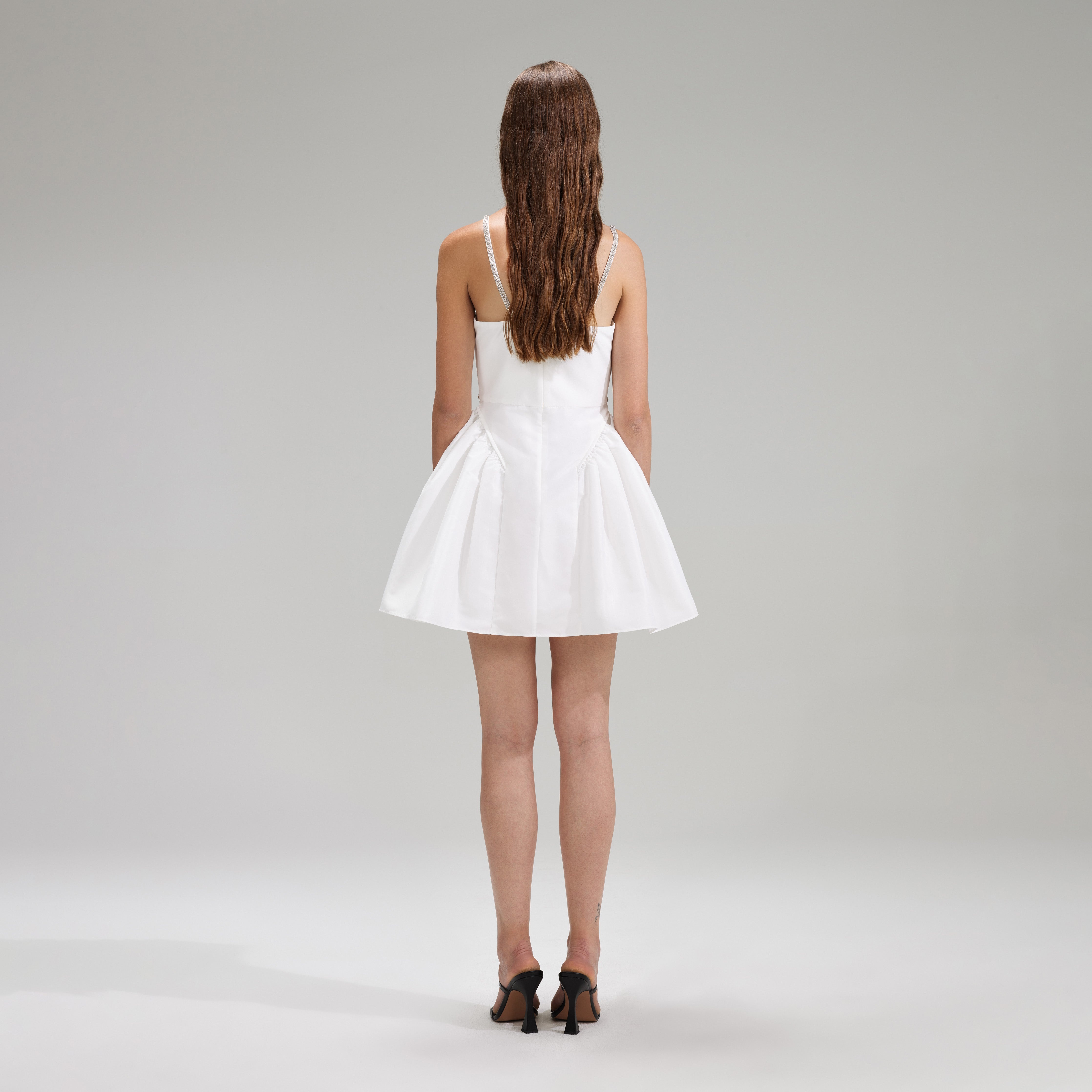 オールインワン・サロペット Self-Portrait Taffeta Flared Mini Dress self-portrait White Taffeta Flared Mini Dress | REVERSIBLE