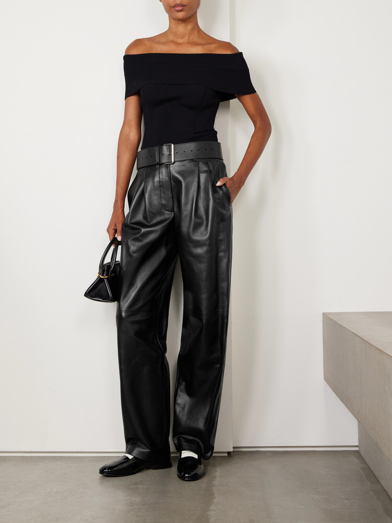 Givenchy Pleated Leather Barrel-leg Pants outlook