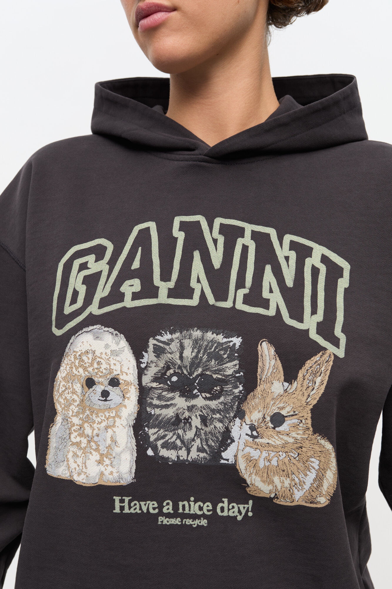 BLACK ANIMAL PRINT HOODIE - 5