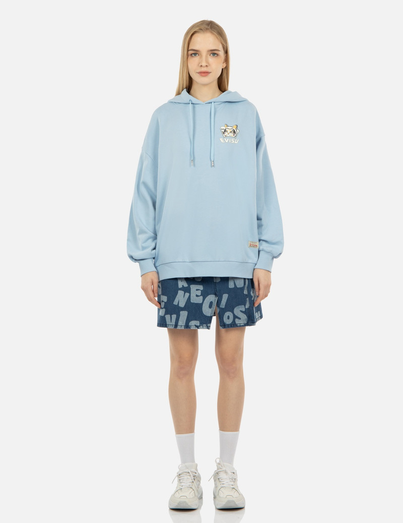 EVISU “FORTUNE CAT AND DARUMA” DOUBLE DAICOCK PRINT HOODED SWEATSHIRT outlook