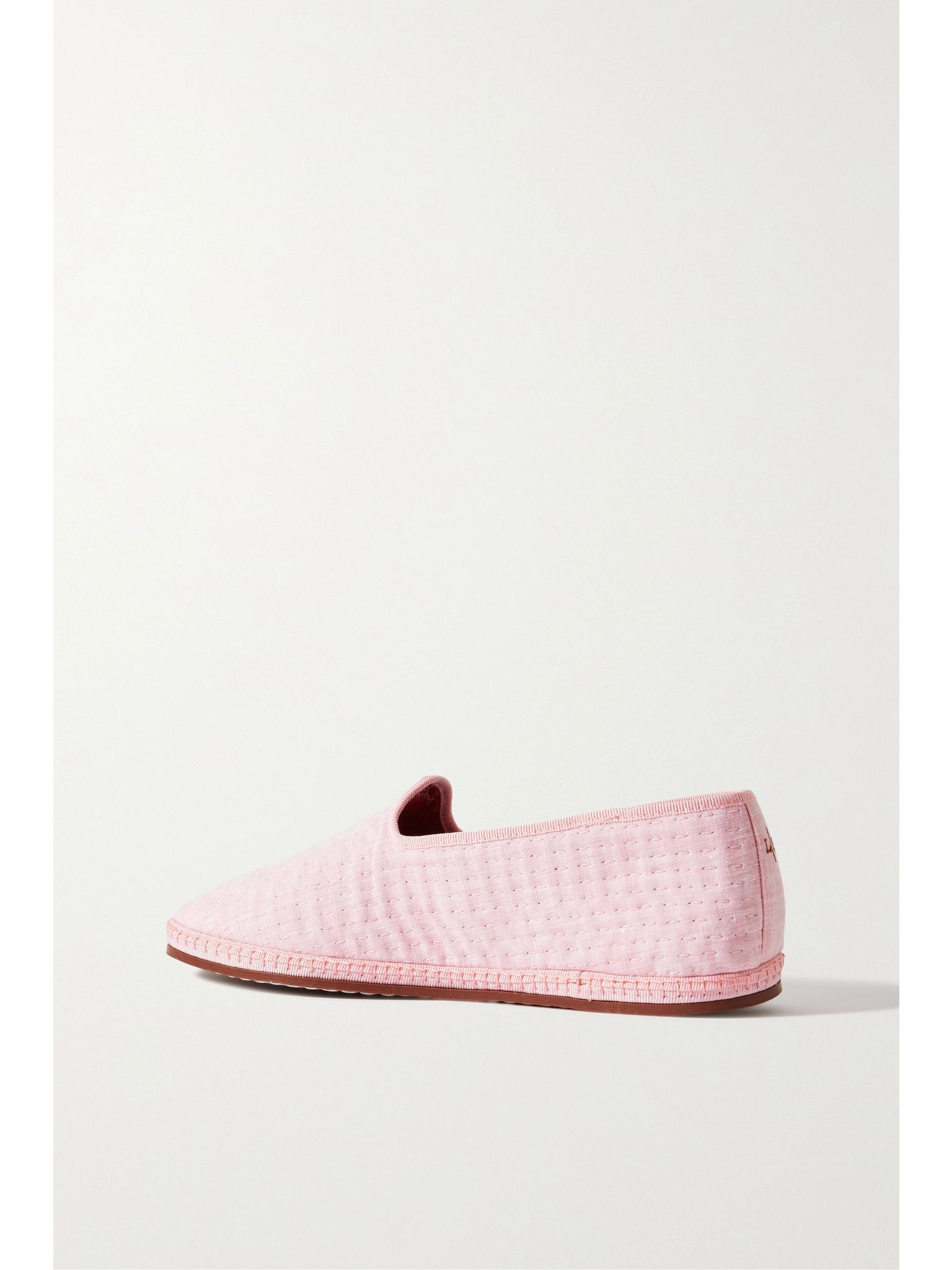 Laguna Furlane grosgrain-trimmed matelassé linen loafers Pink - 3
