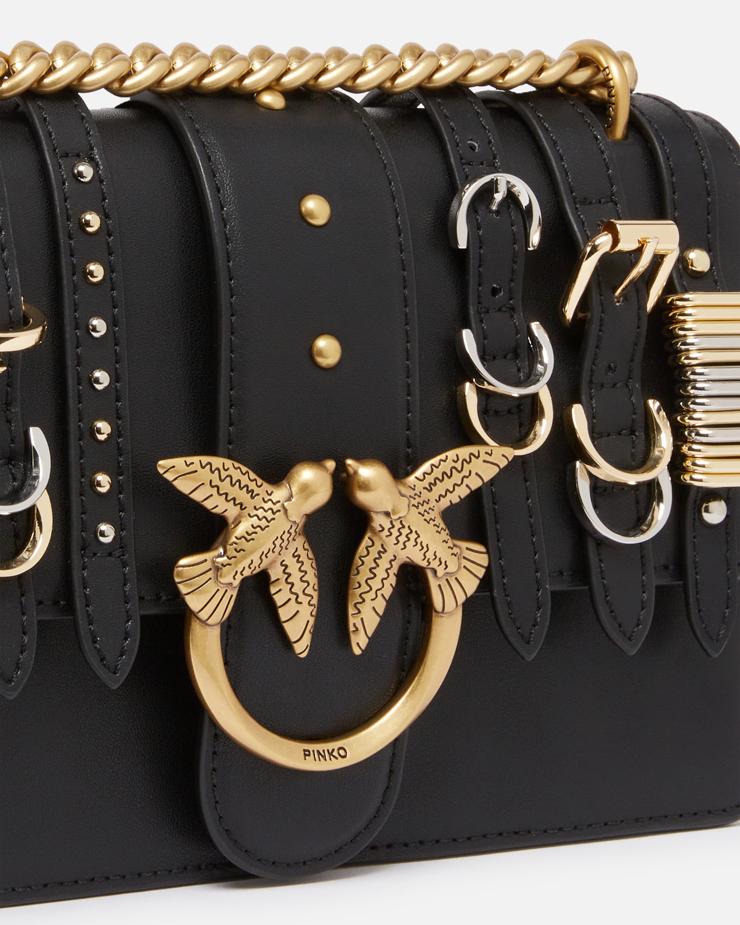 SMALL LEATHER LOVE BAG SHOULDER BAG WITH STRAPS - 3