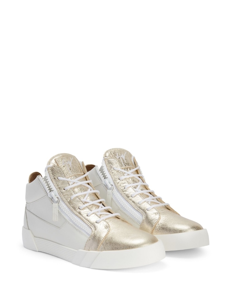 high-top leather zip-up sneakers - 2