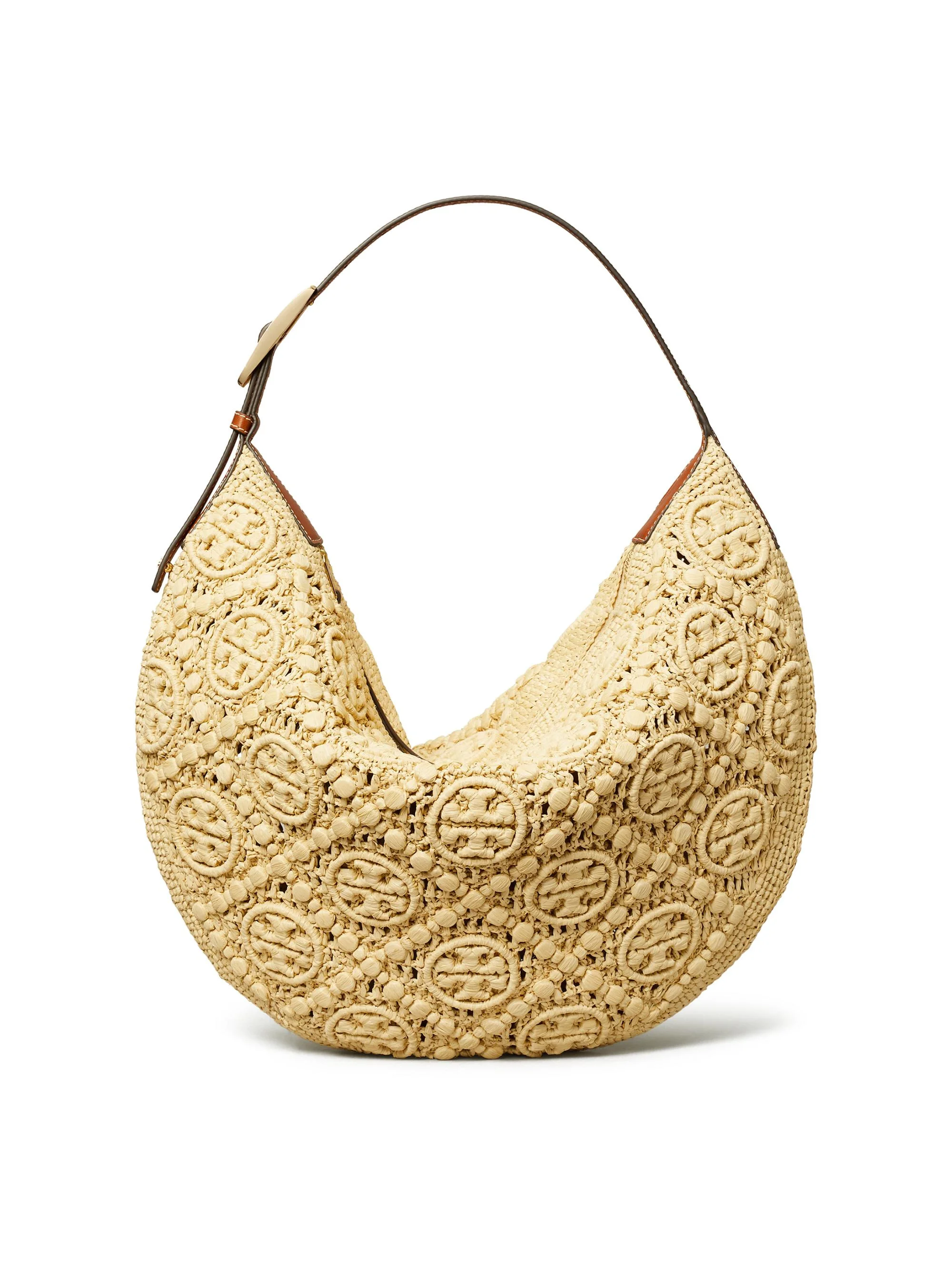 Women's Monogram Raffia Hobo Bag - Natural - 1