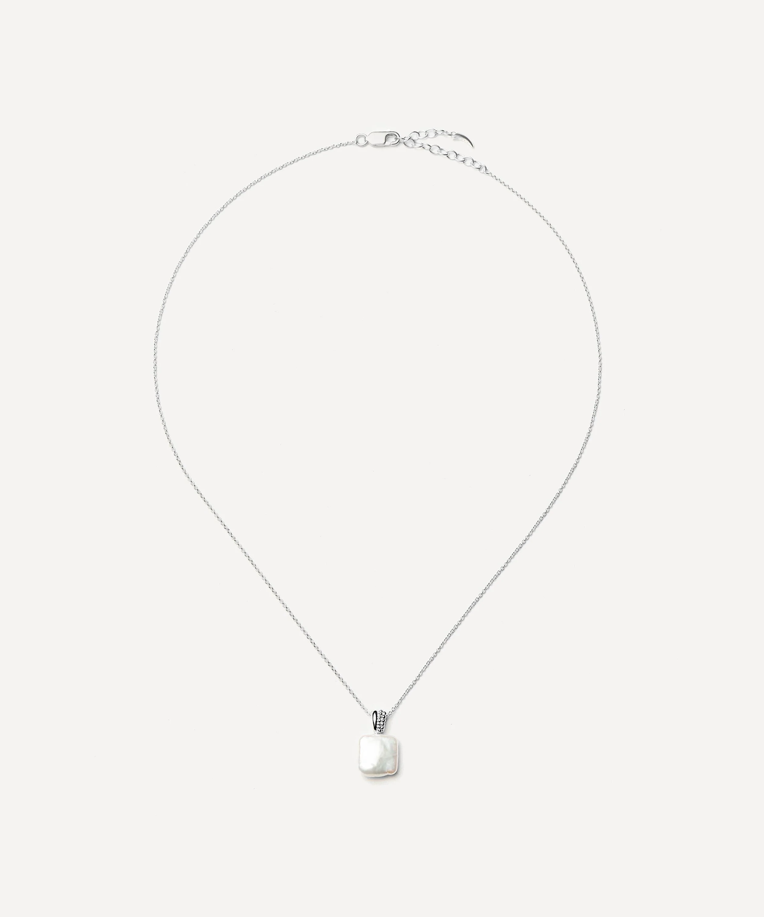Sterling Silver Square Pearl Baya Pendant Necklace - 1