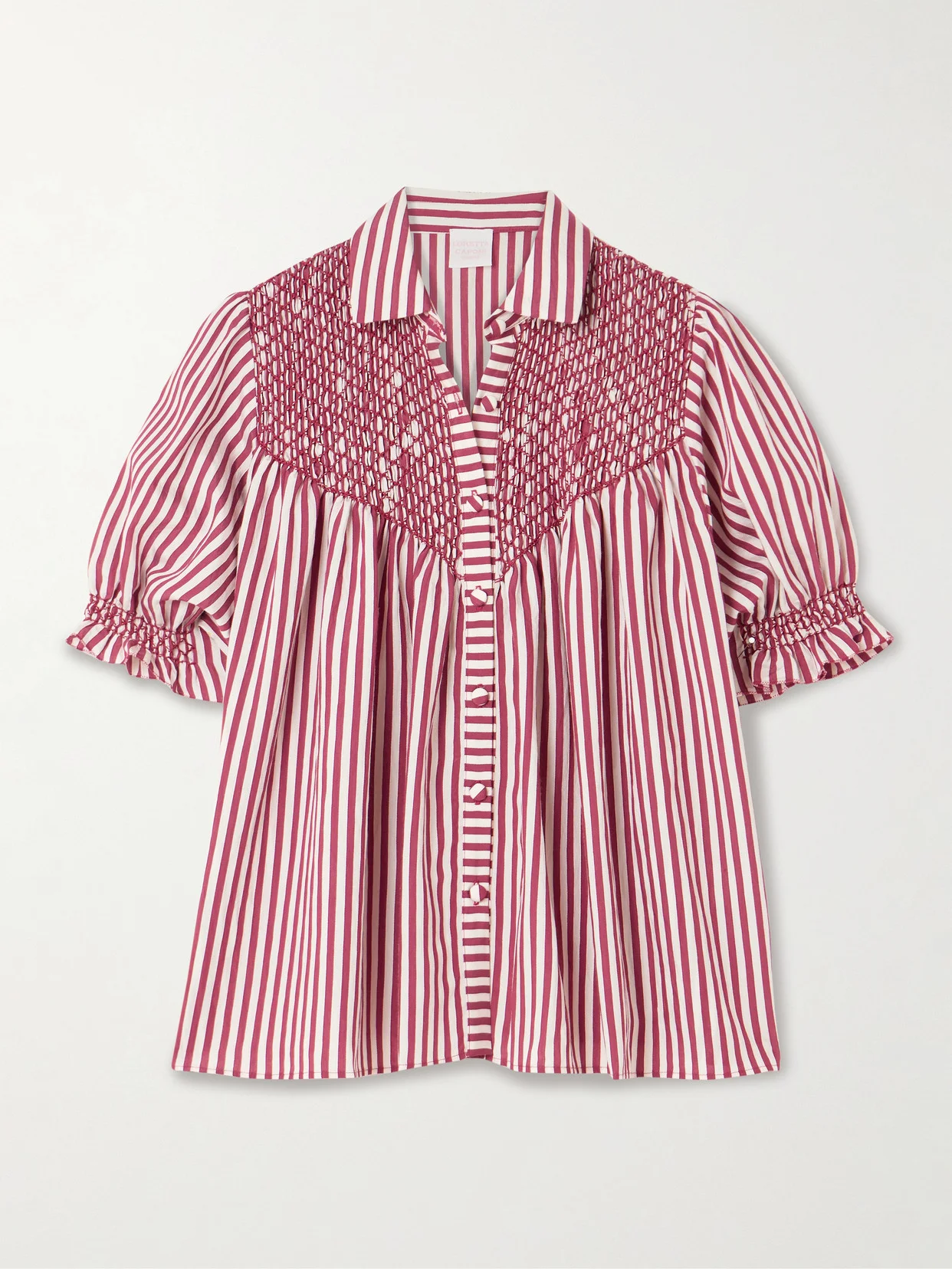 Milvia Smocked Striped Satin Blouse - 1