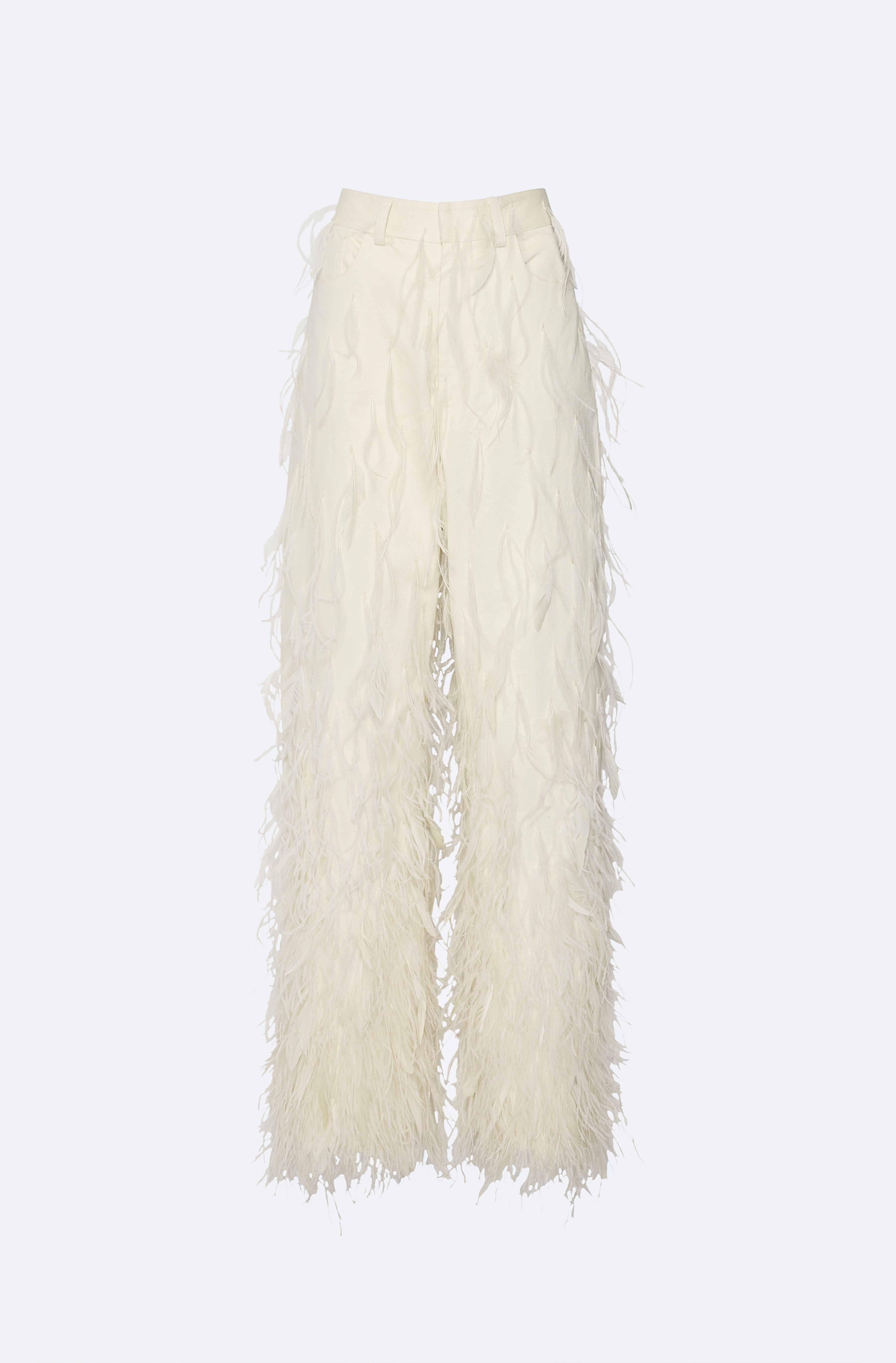 Twill Pant With Feathers - 1