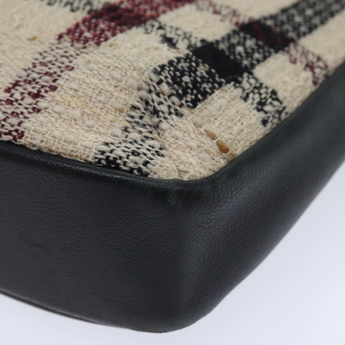 Burberry Nova Check Hand Bag Leather Canvas Black Beige - 14