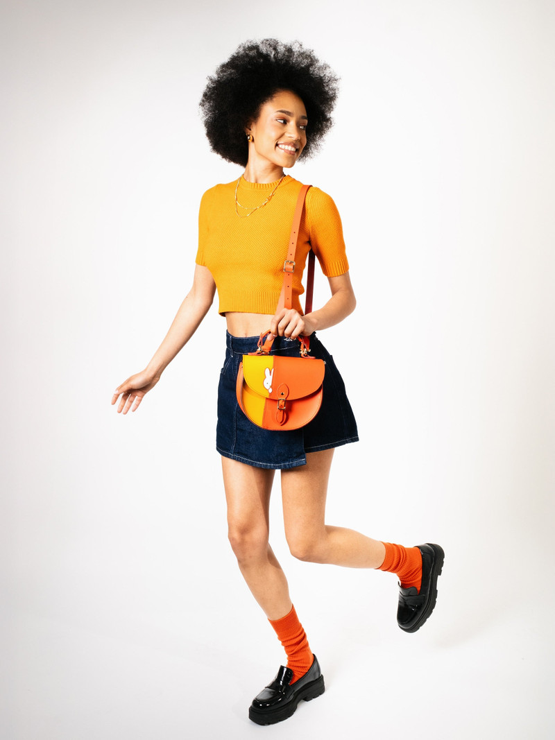 Cambridge Satchel The Hiding Miffy Isla - Carrot Orange, Windsor Tan & Brilliant White outlook
