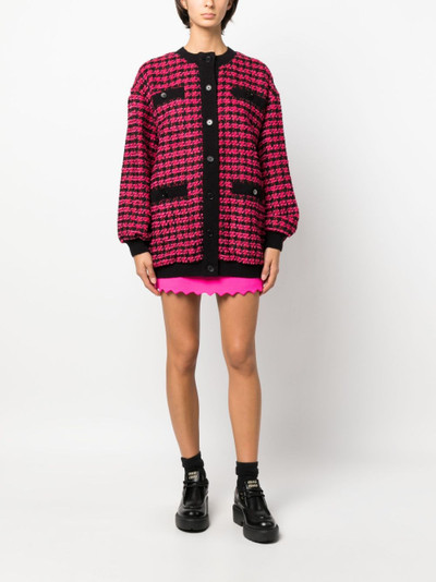 MSGM houndstooth-pattern round-neck cardigan outlook