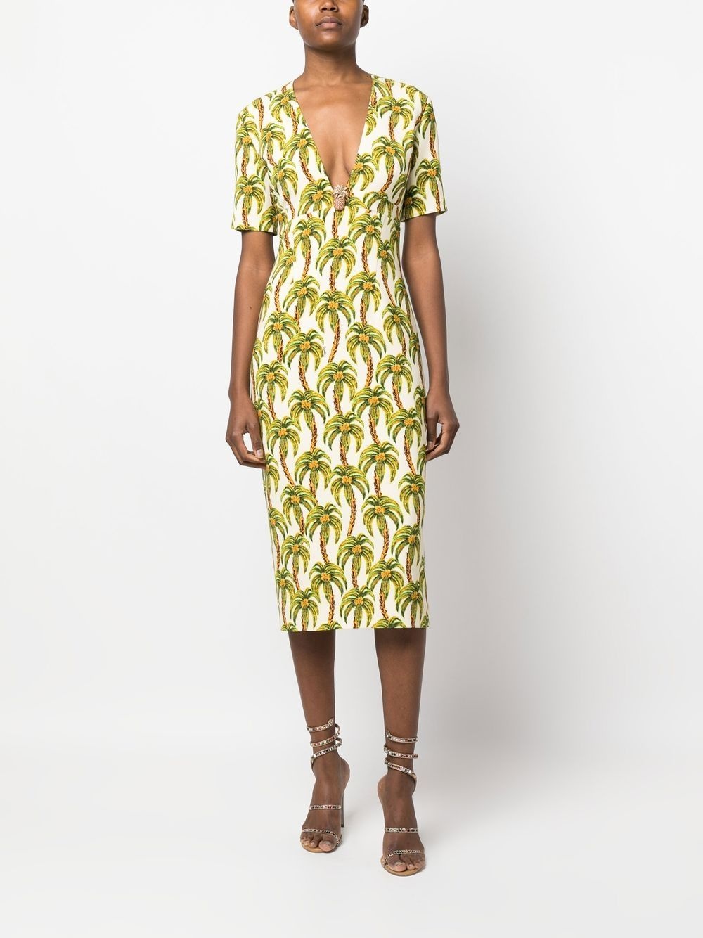 palm tree-print midi dress - 2