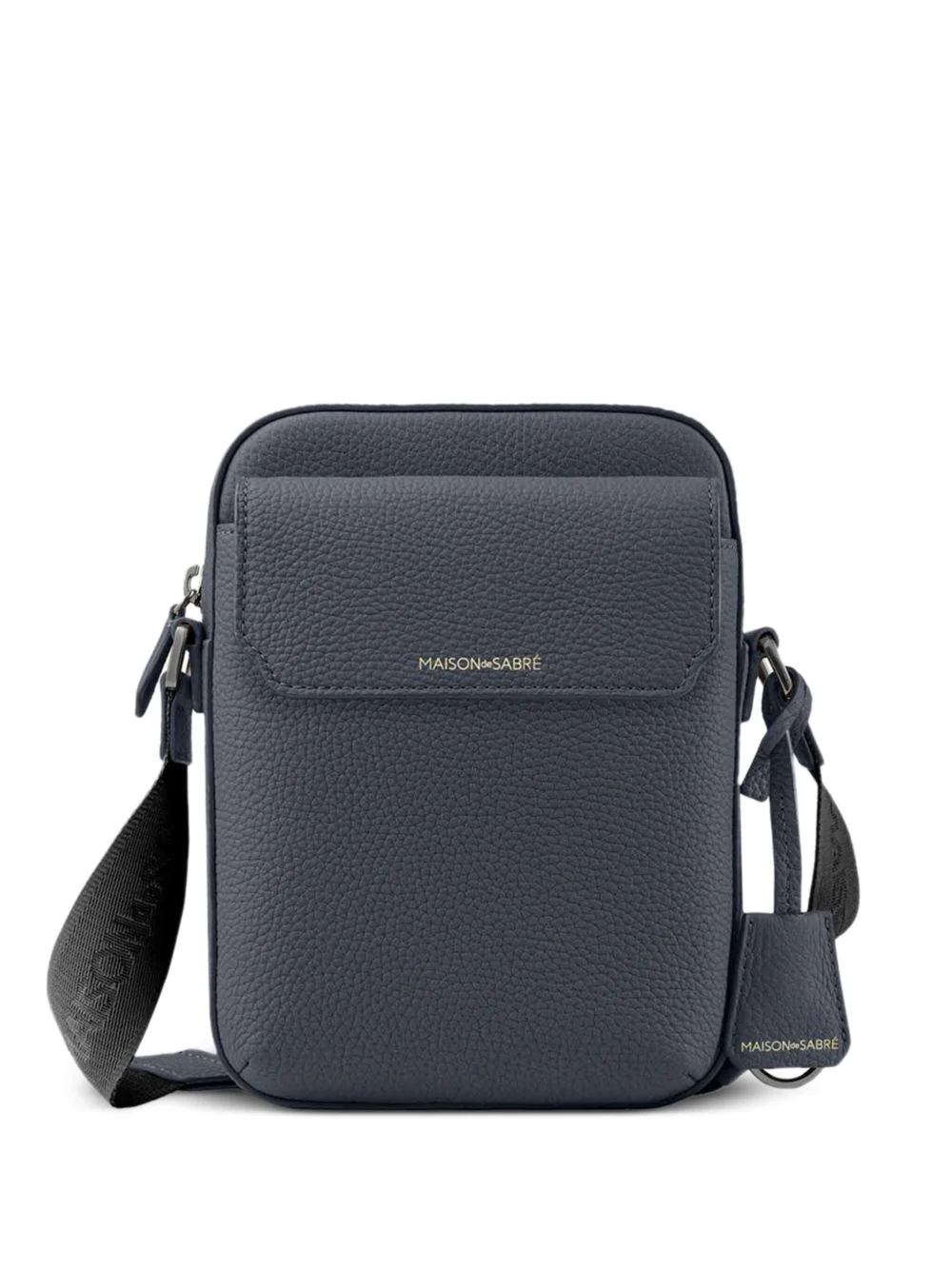 flap leather messenger bag - 1