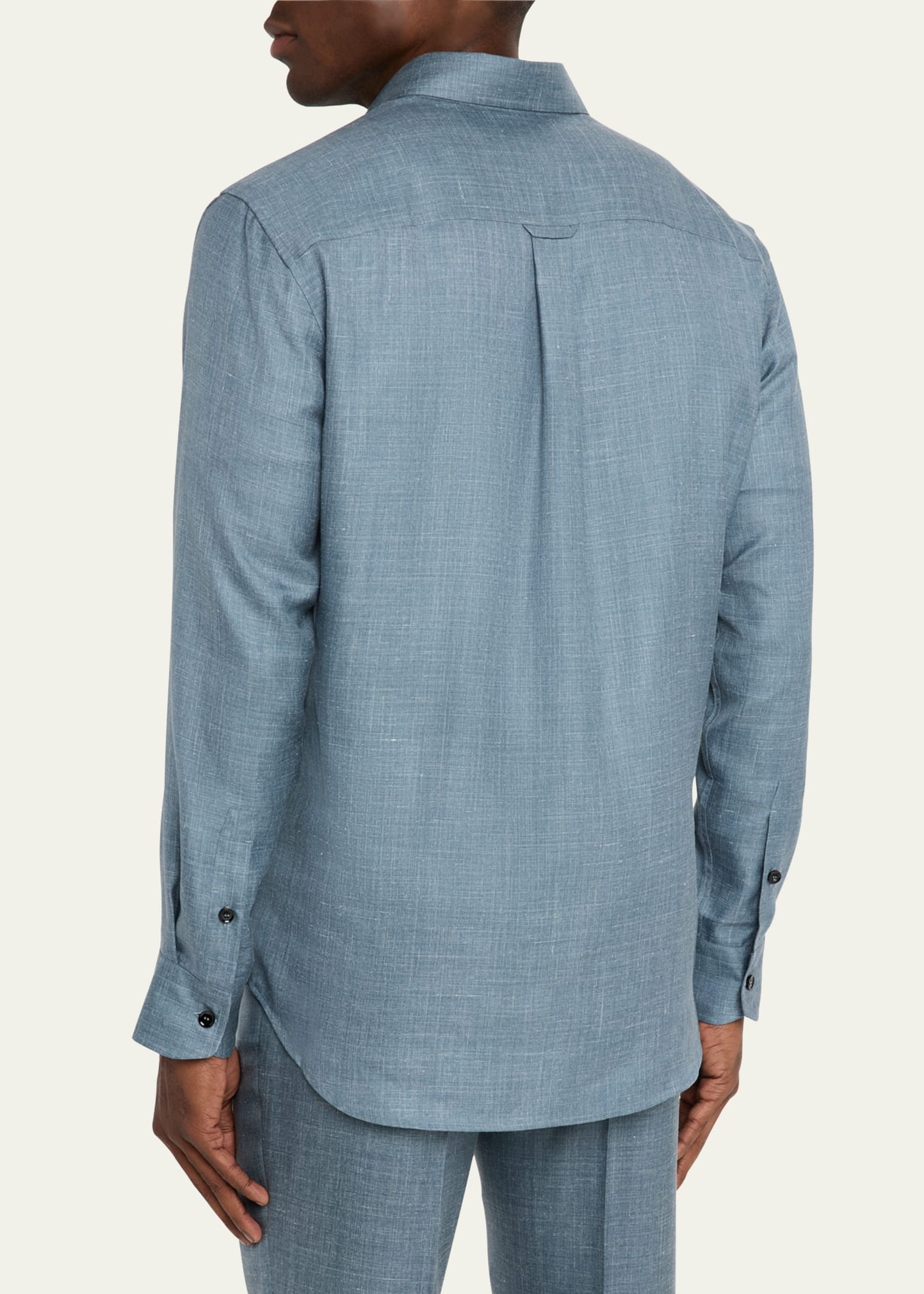 Men's Silk, Cashmere and Linen Military Shirt - 3