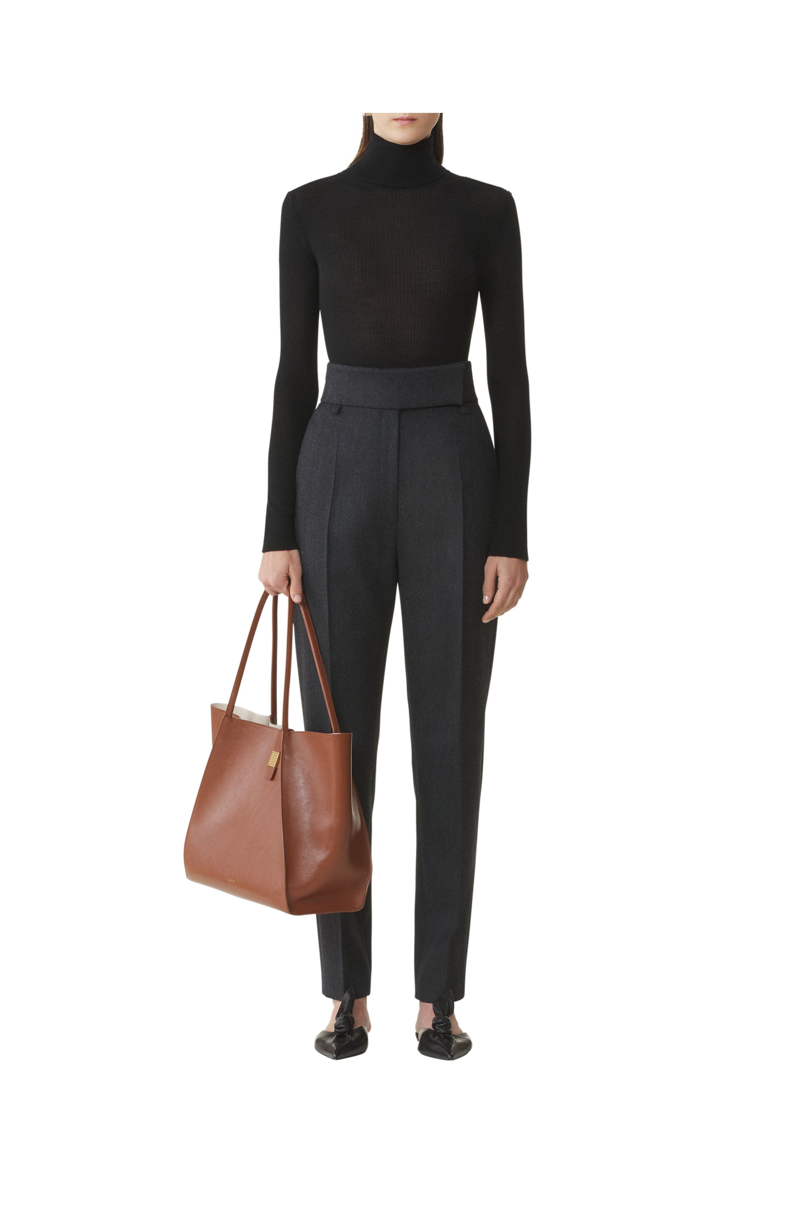 Lanvin Merino Wool And Silk Turtleneck Sweater in Noir at Nordstrom - 2