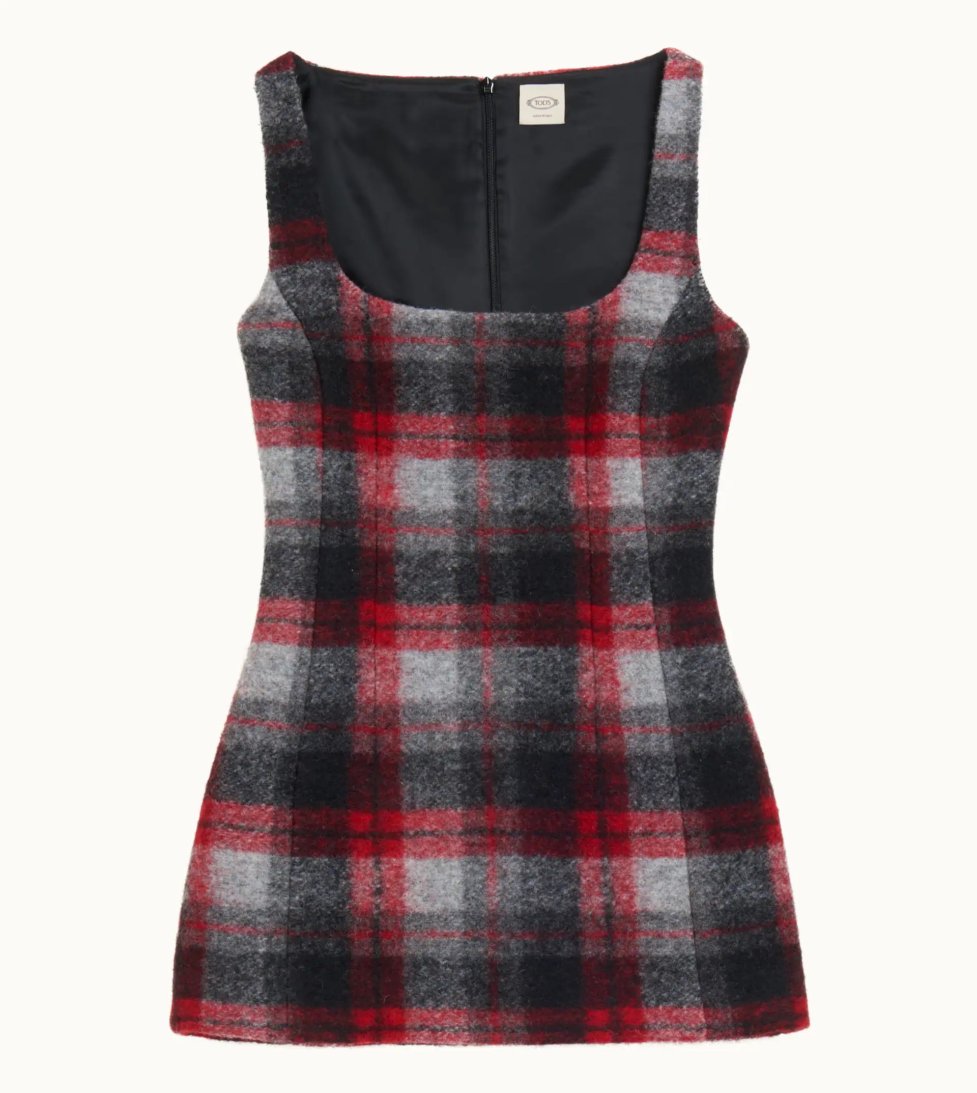 DRESS IN MIXED WOOL - RED, GREY, BLACK - 1