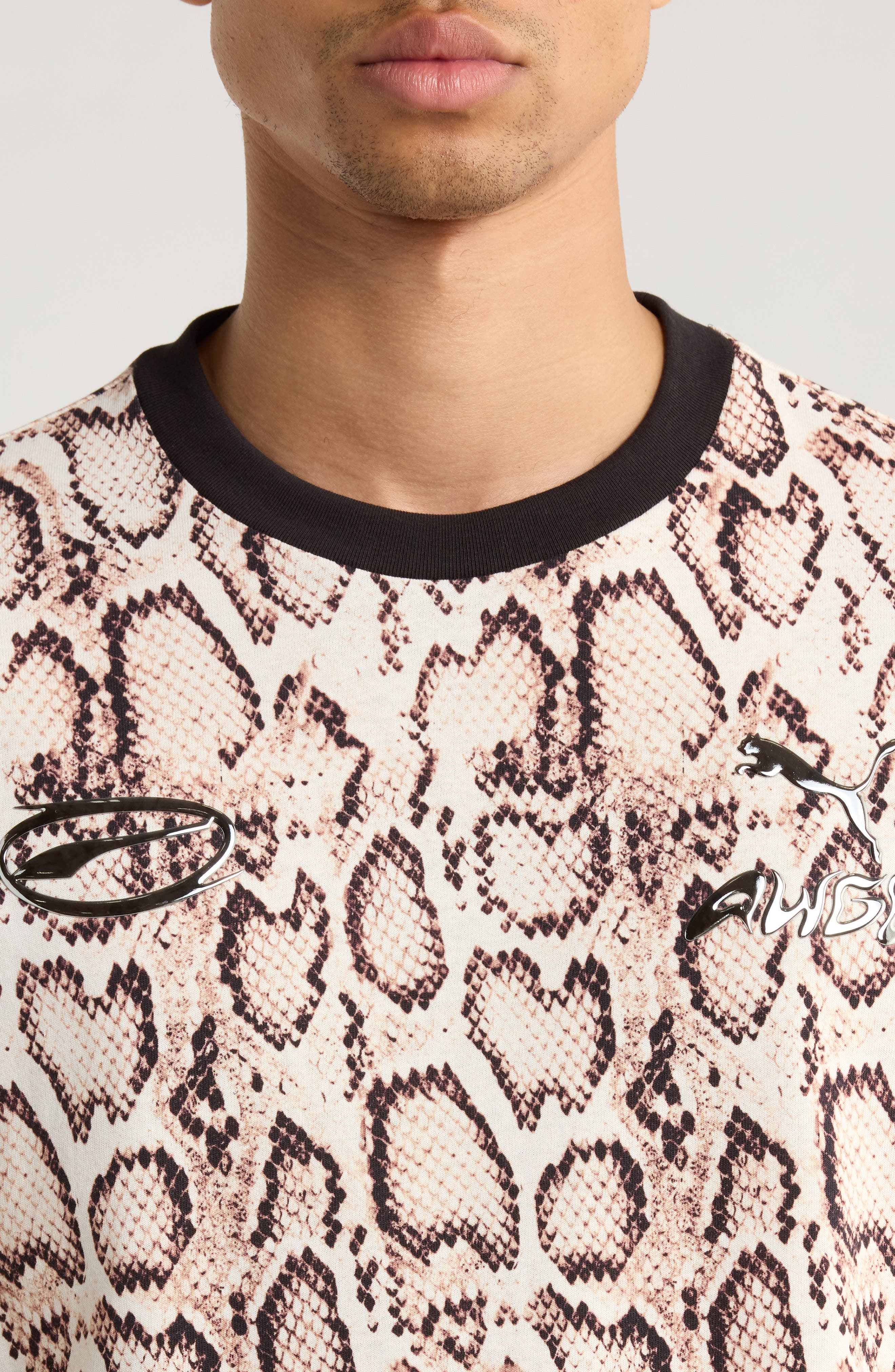 PUMA x A$AP Rocky Snakeskin Print Cotton T-Shirt in Frosted Ivory at Nordstrom - 4