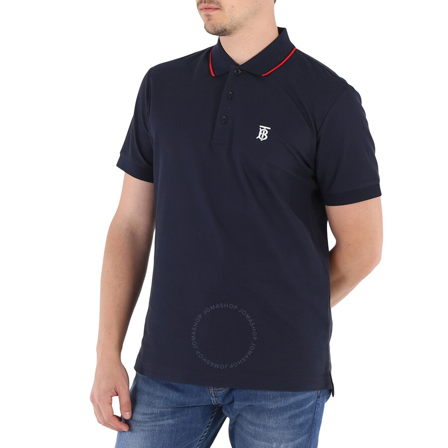 Burberry Men's Navy Short Sleeved Placket Pique Polo Shirt - 3