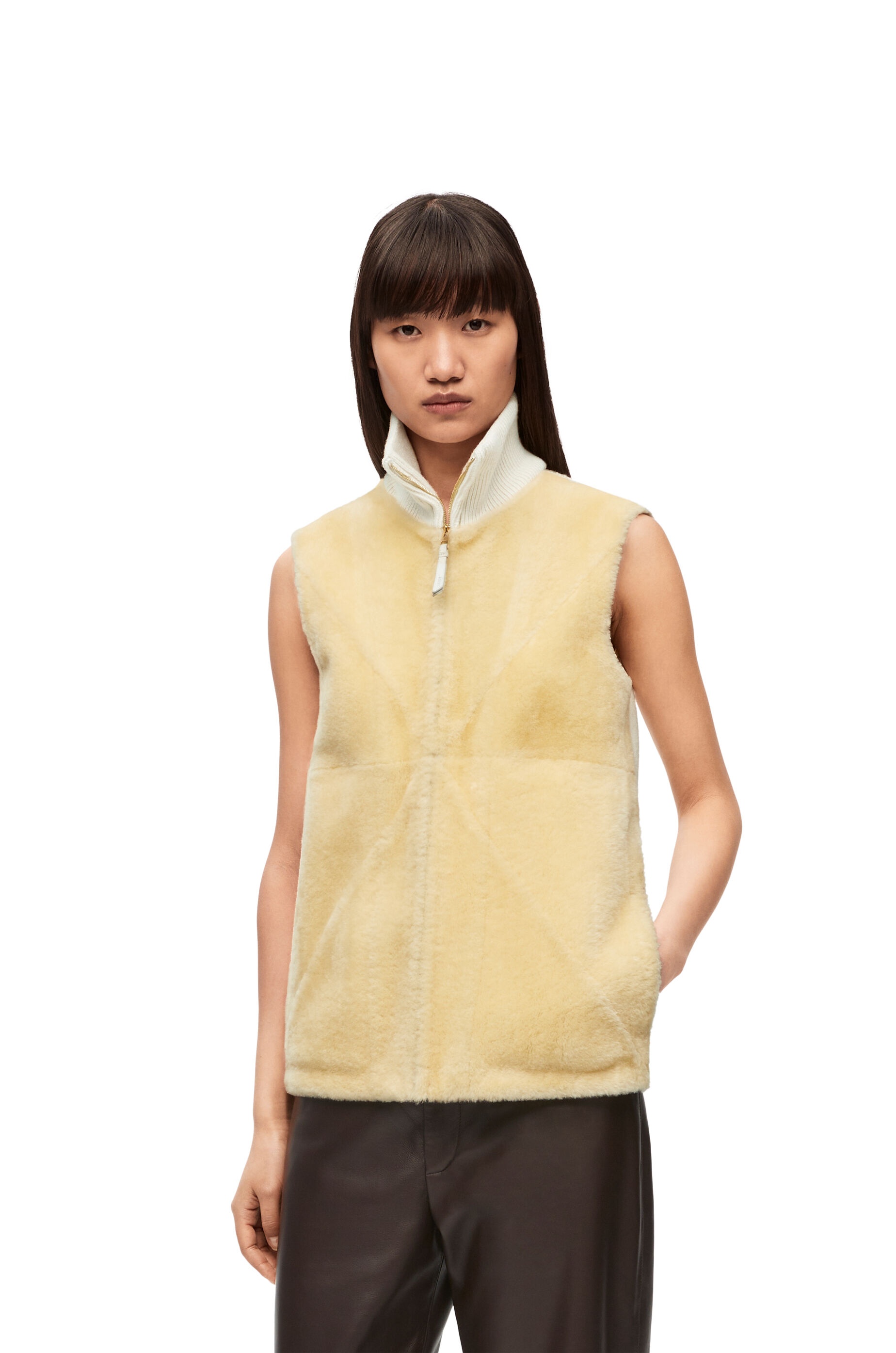 Puzzle Fold vest in shearling and wool - 3