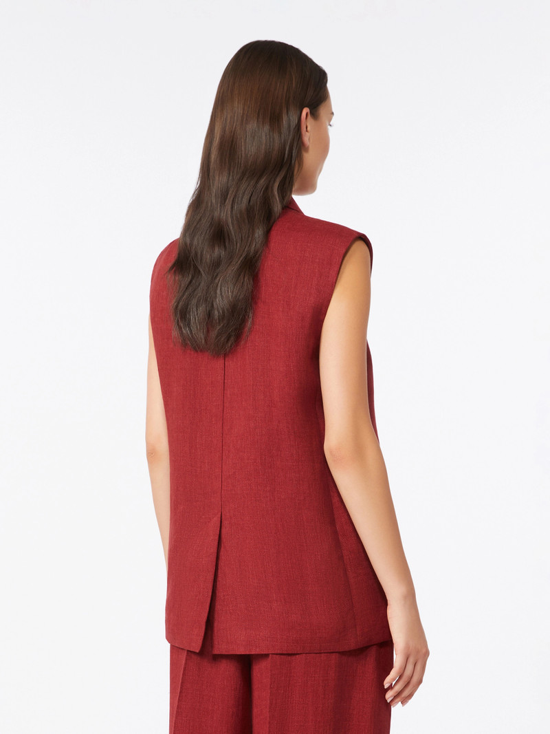AIA Linen twill gilet - BRICK RED 4