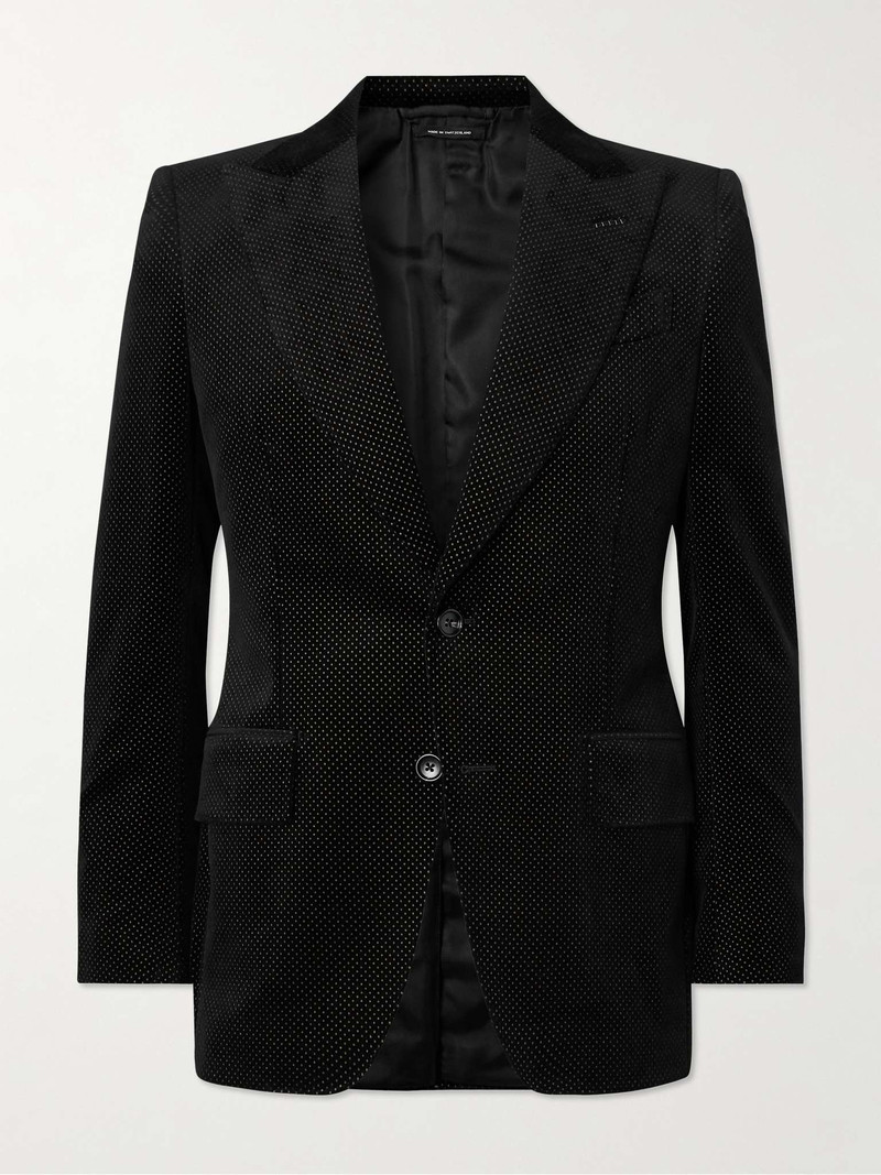 Dyllan Polka-Dot Cotton-Velvet Tuxedo Jacket - 1