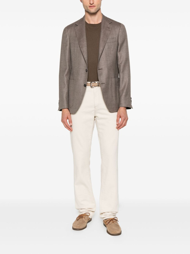 Canali herringbone patch-pocket jacket outlook