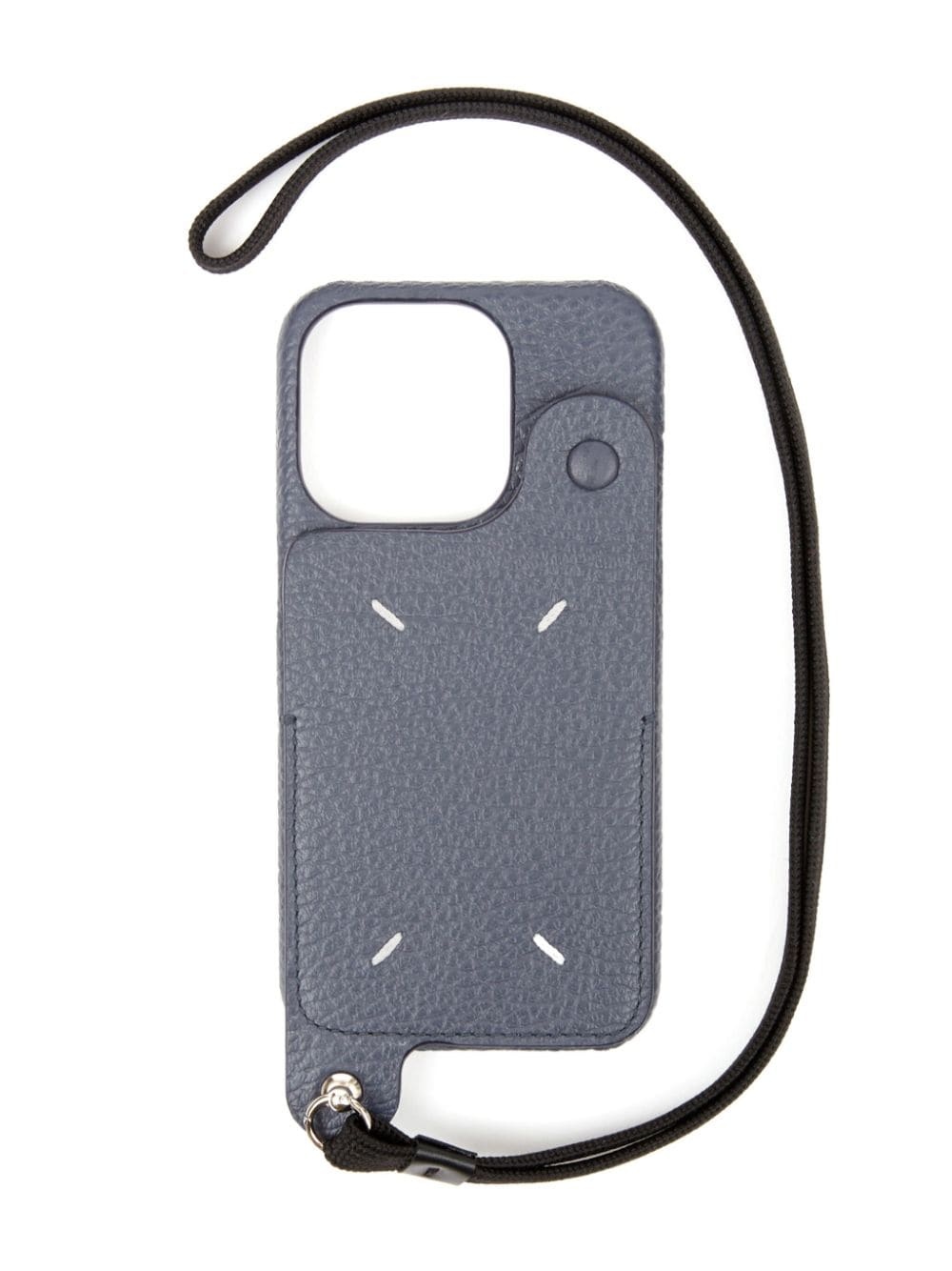 logo-embroidered leather phone case - 1