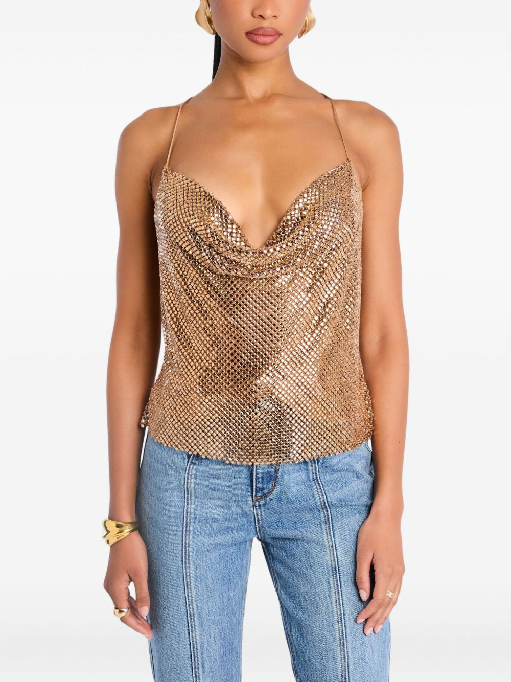 Shiloh chainmail cowl-neck cami - 1