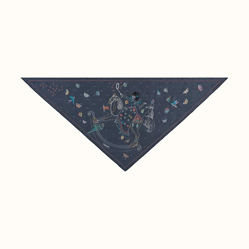 Hermès Hermes Story embroidered triangle scarf outlook