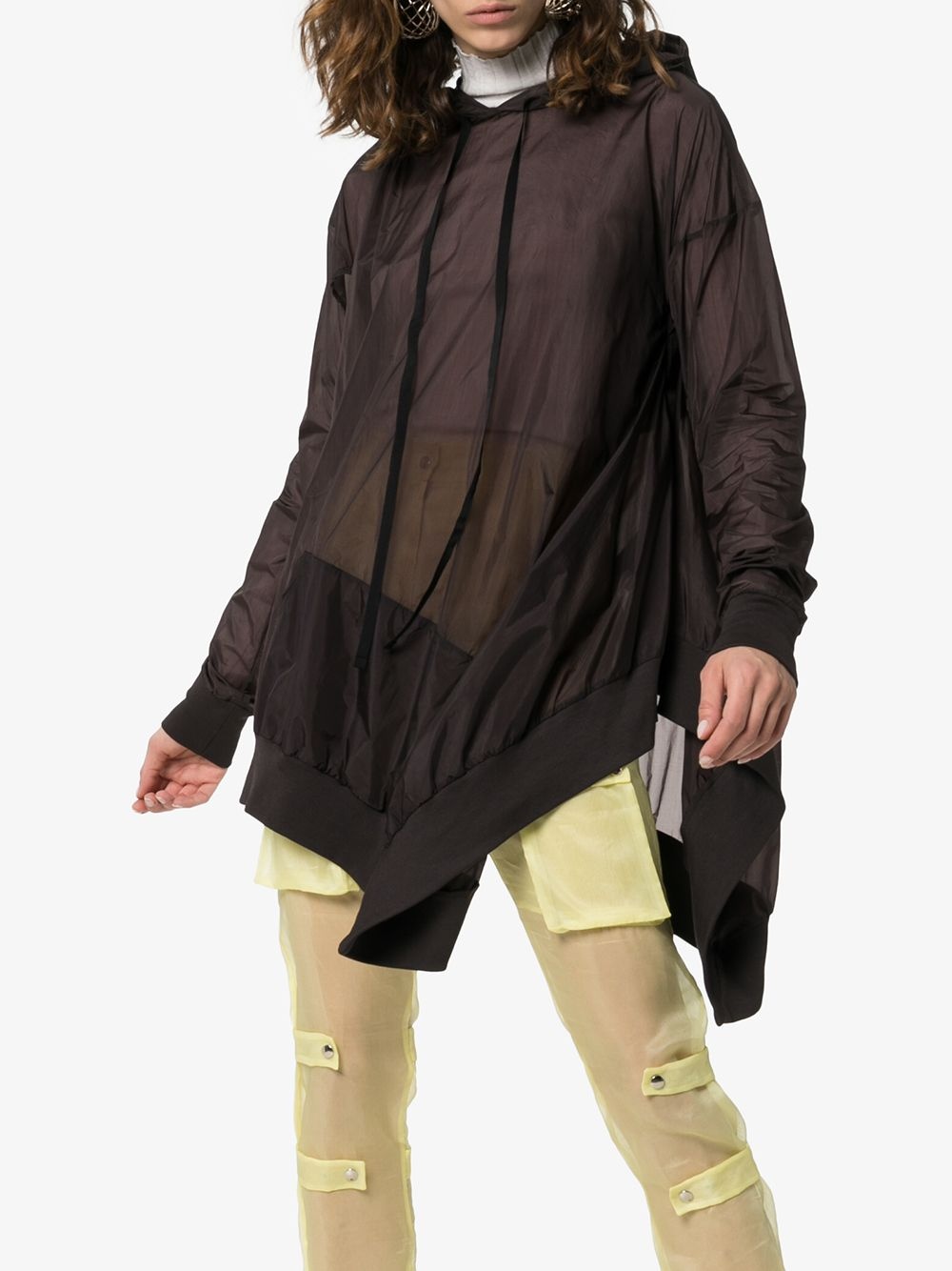 asymmetric open-side hoodie - 3