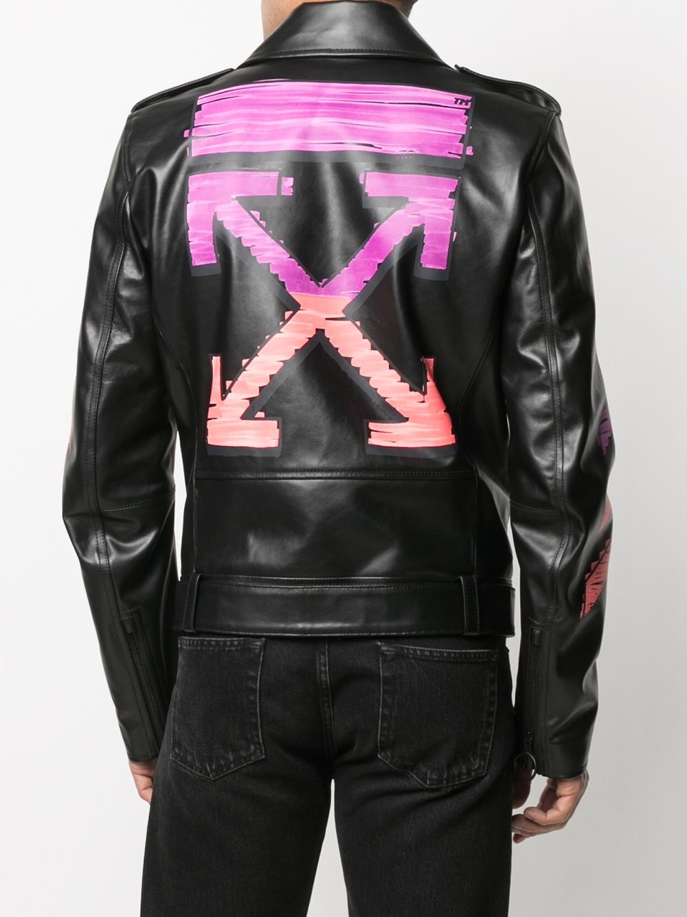 Arrows printed leather jacket - 4