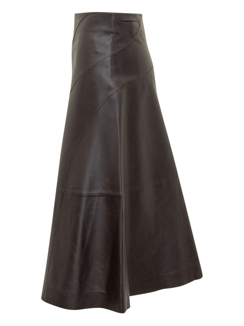 BOSS Sevani panelled leather midi skirt outlook