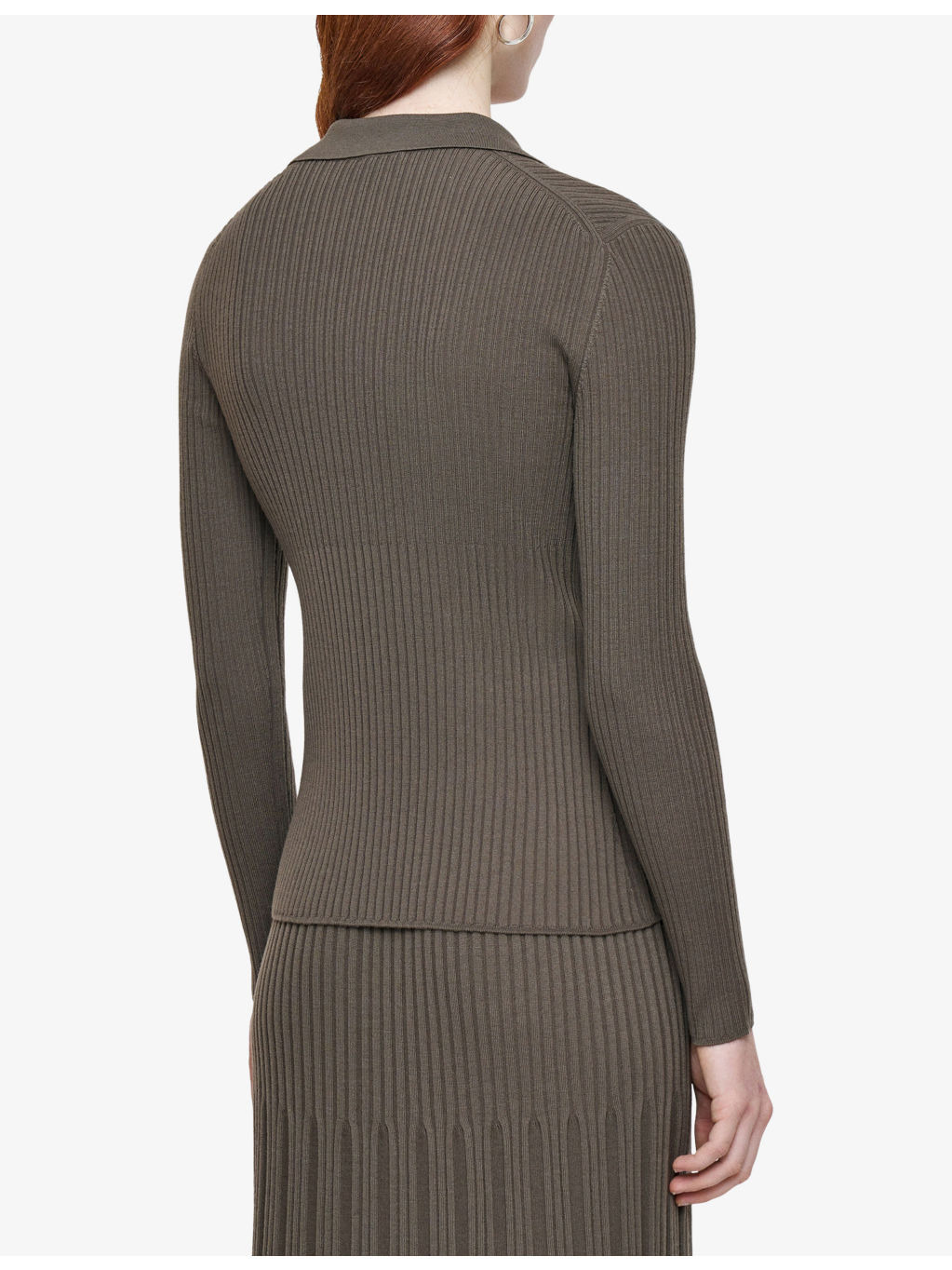 Merino Rib Knit Polo Top - 4