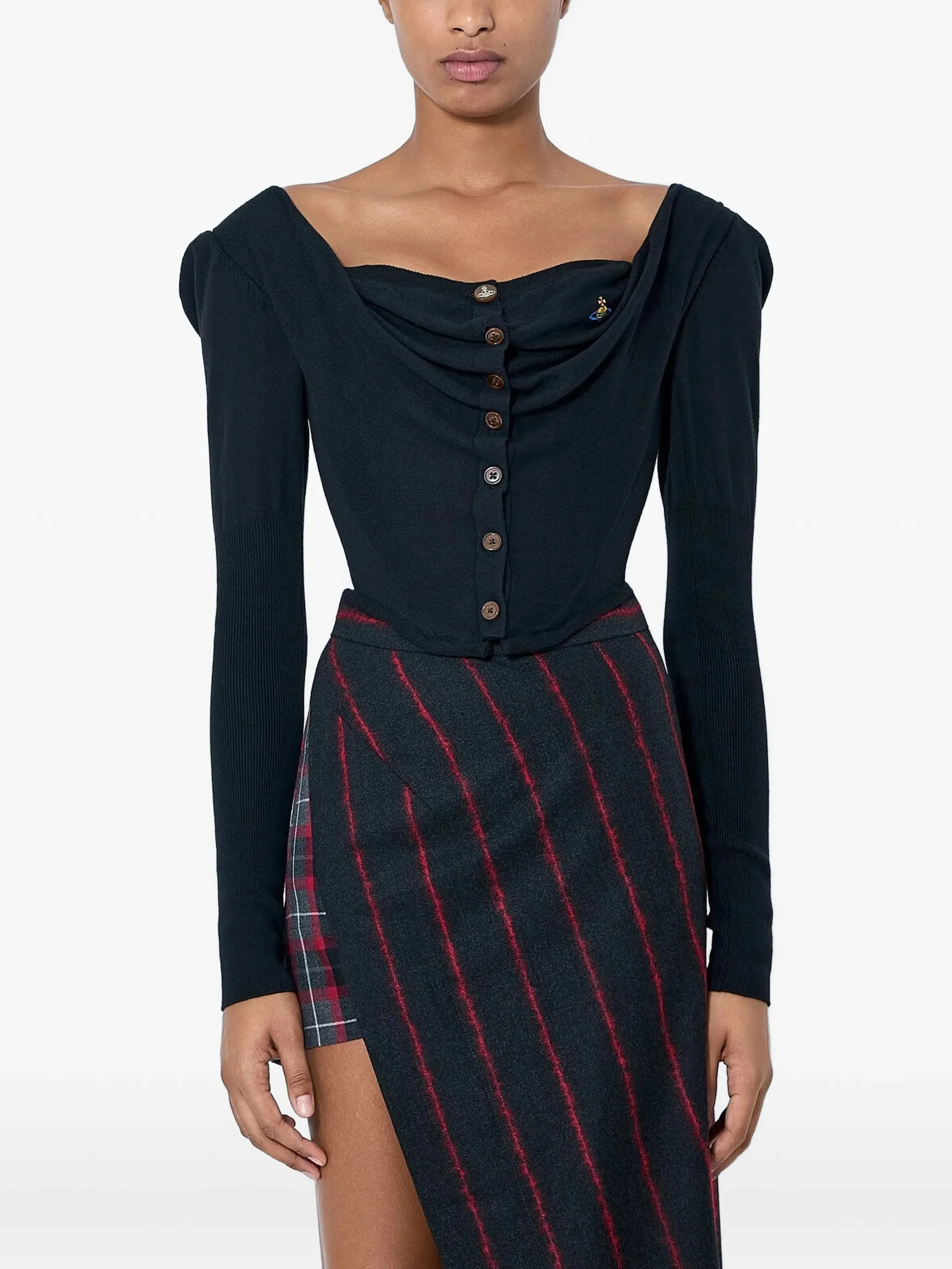 Vivienne Westwood Long-sleeve Top With Draped Neckline And Button Fastening.Draped NecklineButton Fa - 1
