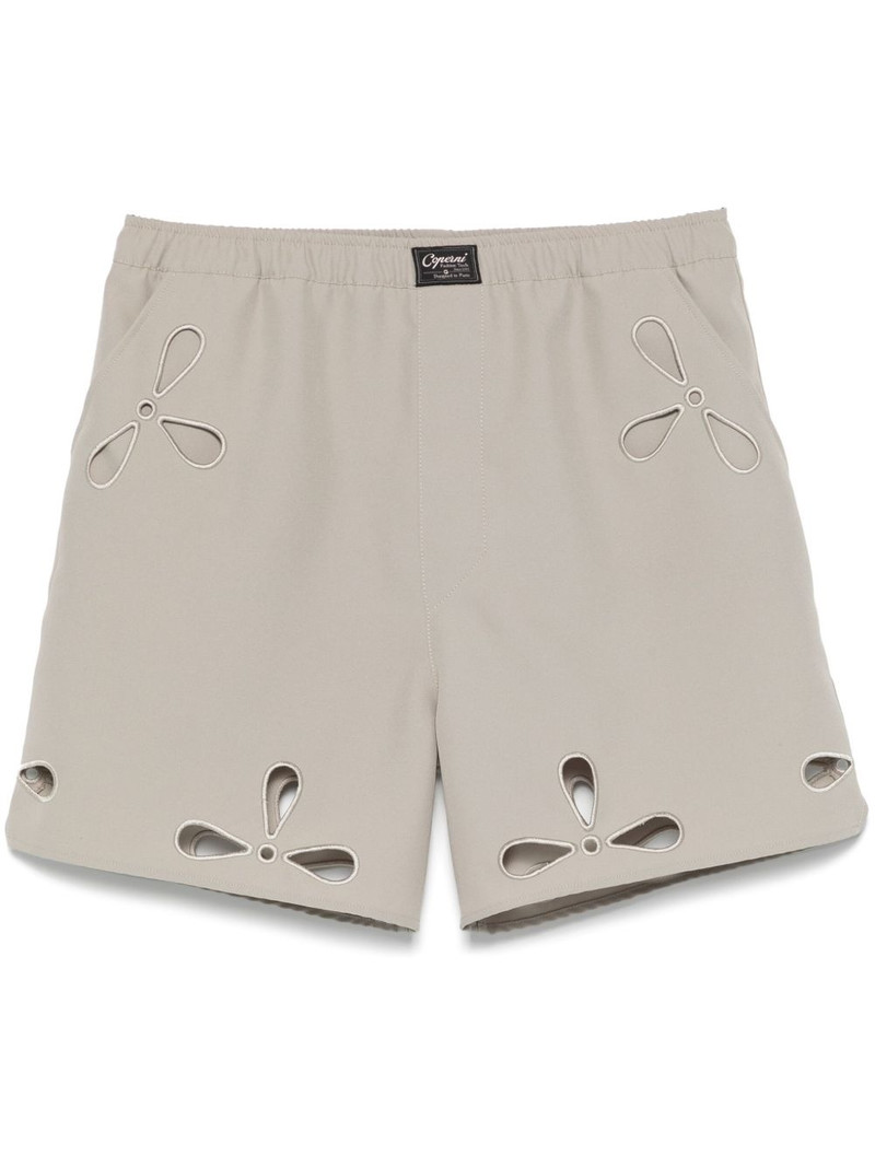 petal-embroidered cut-out shorts 1