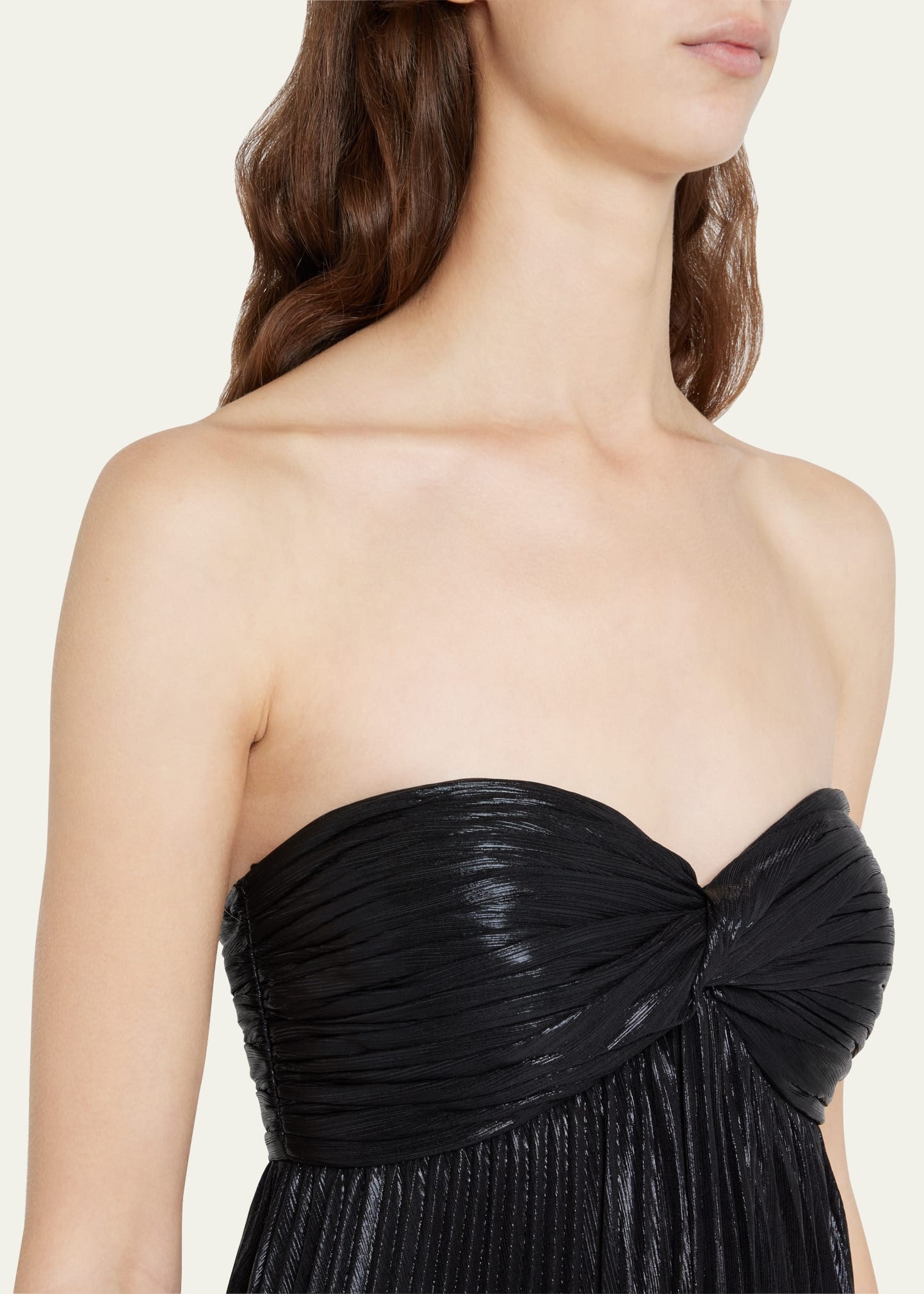 Zoa Strapless Lamé Twisted-Bodice Gown - 5