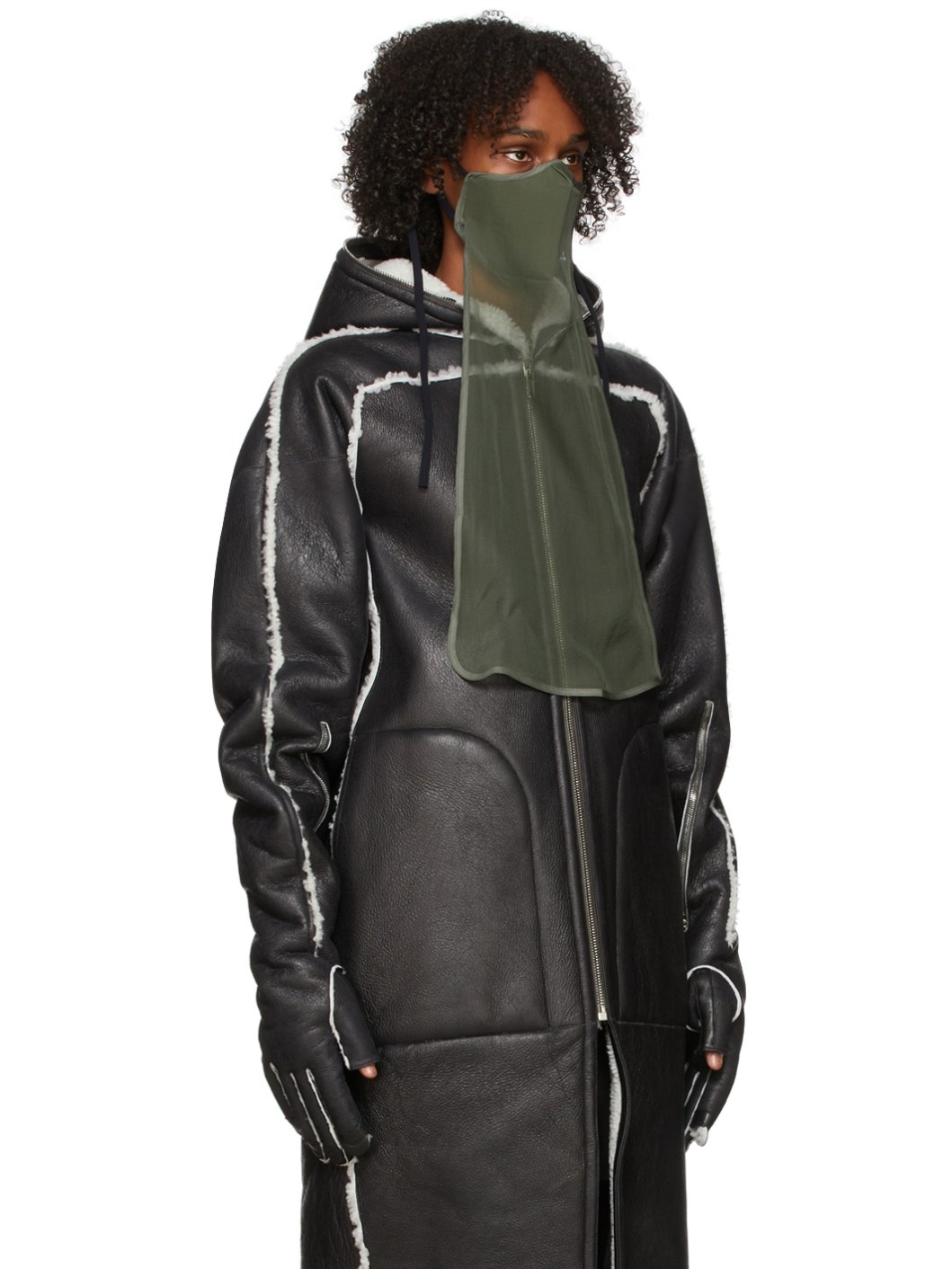 Green Silk Long Mask - 2