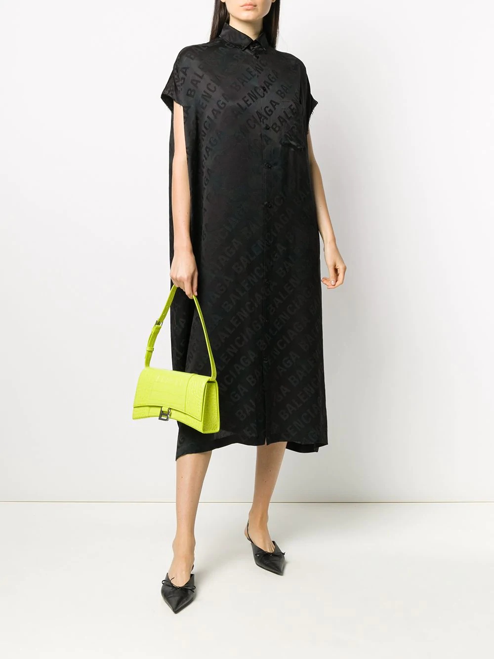 logo jacquard shirt dress - 2