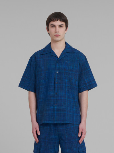 Marni BLUE BOWLING SHIRT IN CHECKED LIGHT WOOL outlook