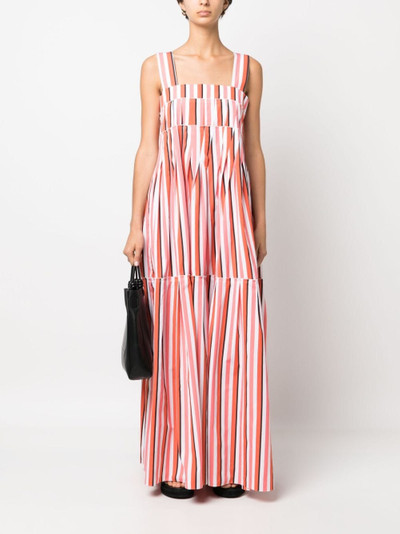 Plan C sleeveless striped long dress outlook
