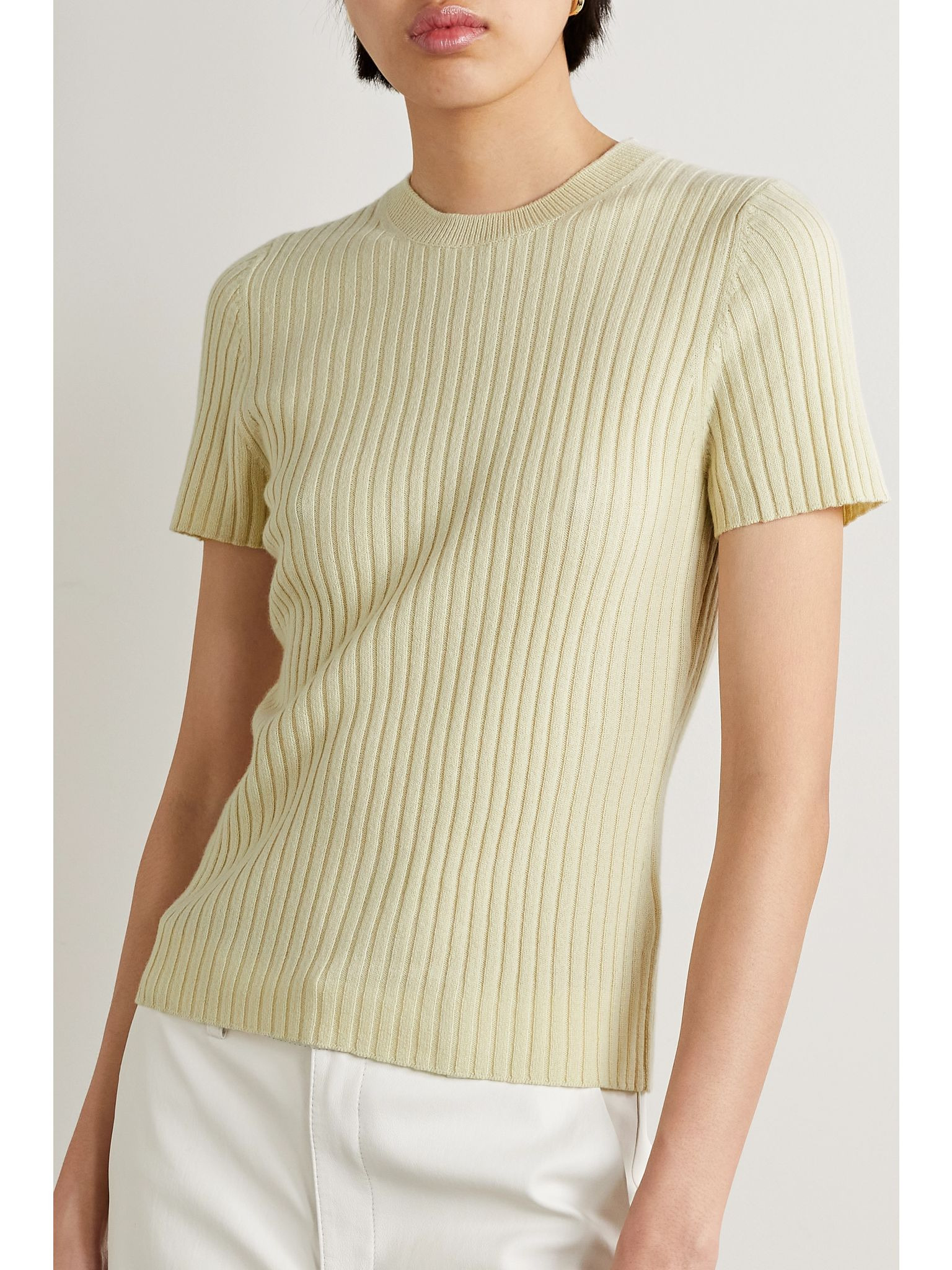 Ribbed cashmere sweater Cream - 3