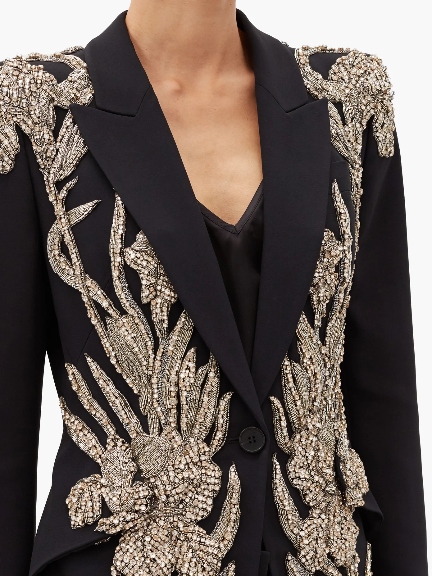 Crystal-embellished leaf-crepe jacket - 3