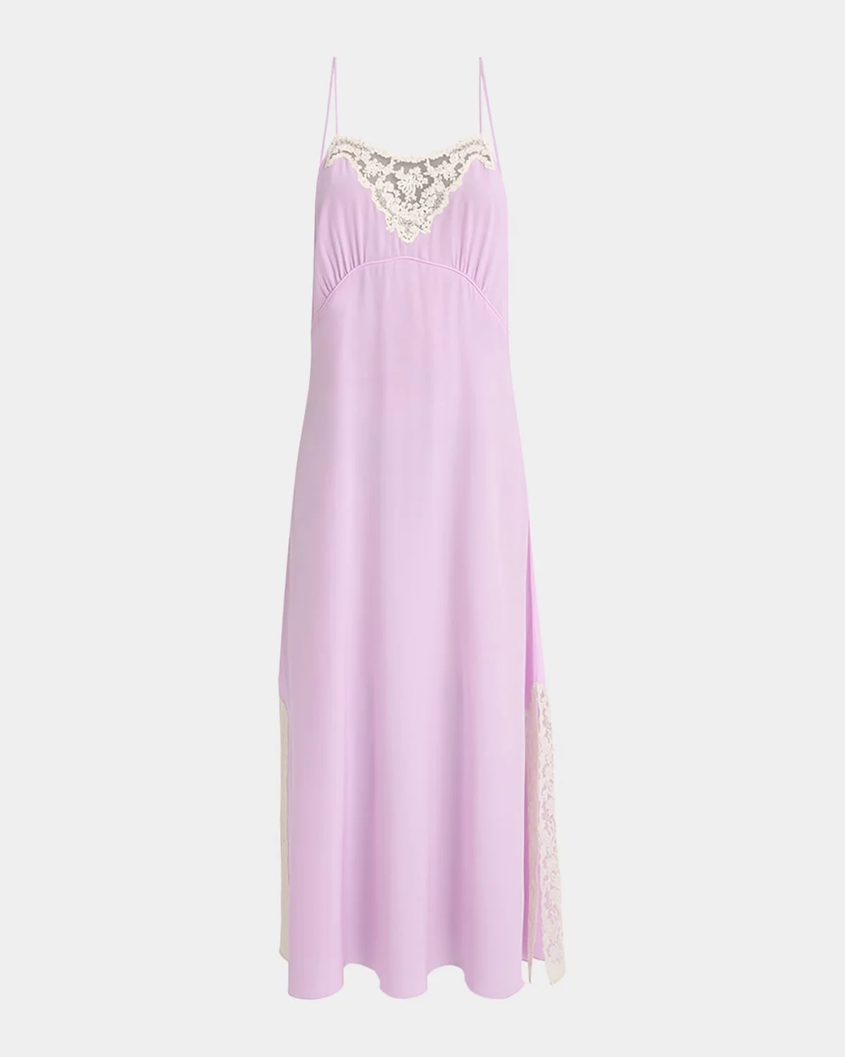 Lace-Trim Silk Midi Slip Dress - 1