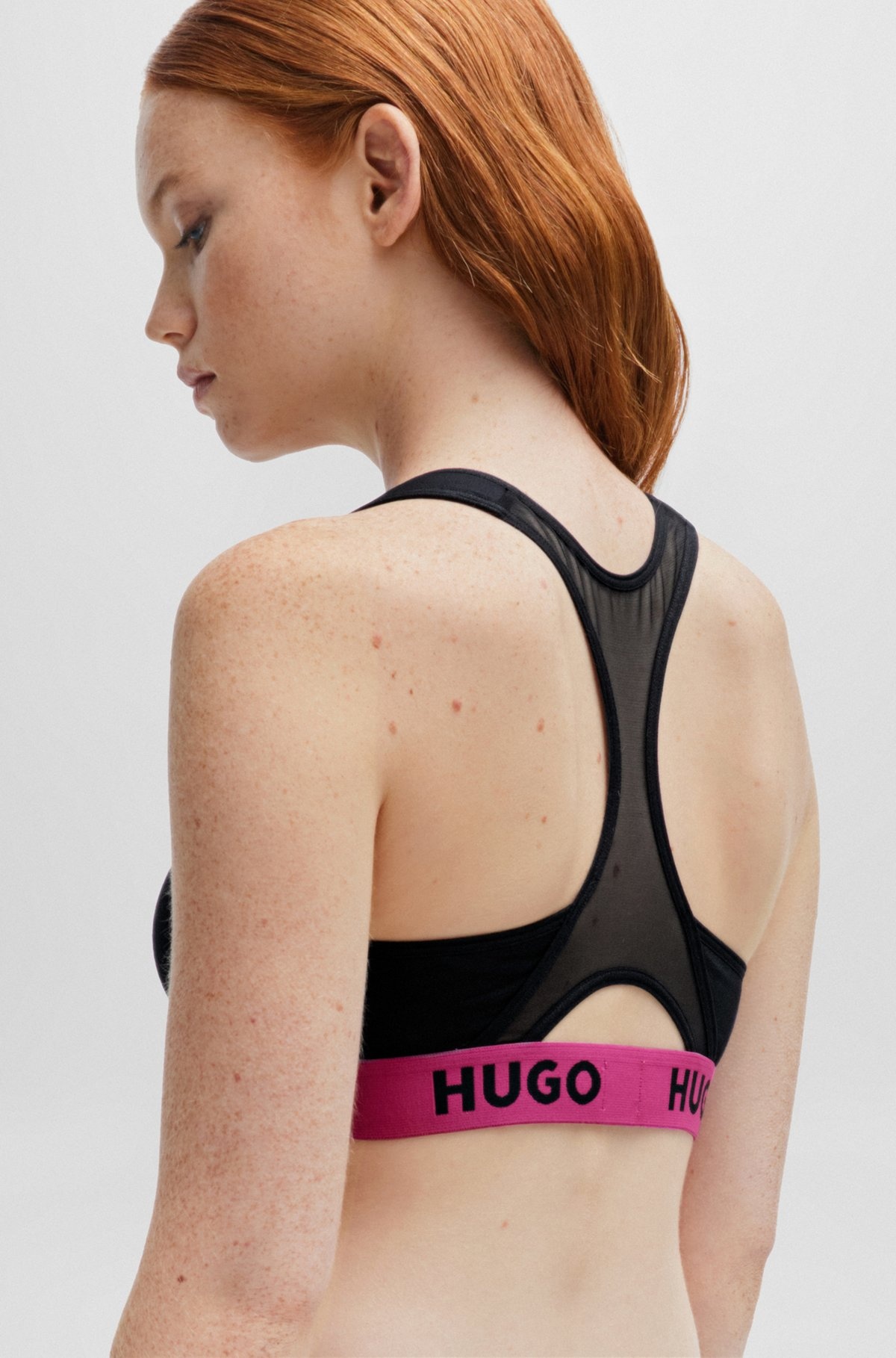 STRETCH-JERSEY RACER-BACK BRALETTE WITH BRANDED WAISTBAND - 5