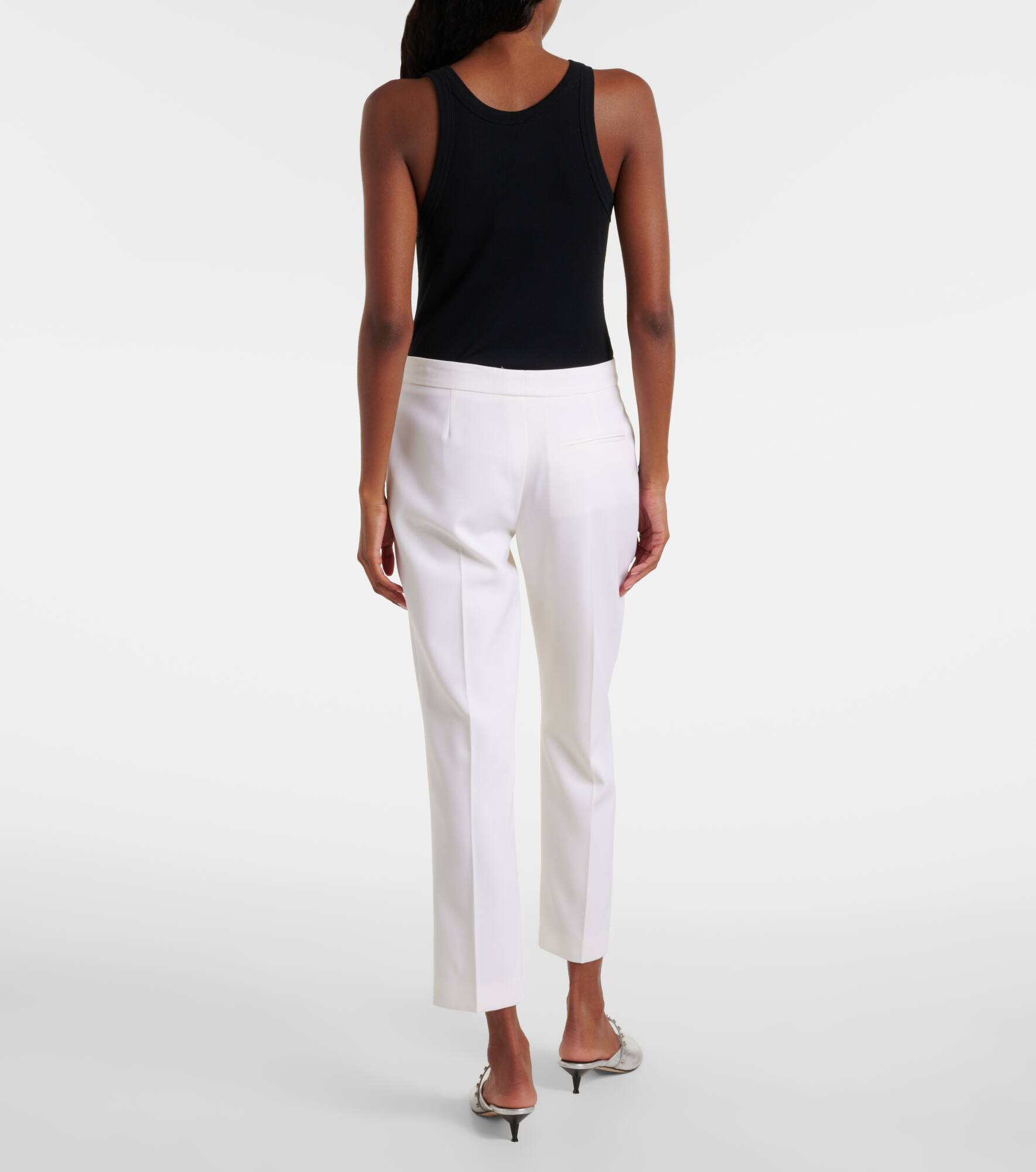 Cropped wool gabardine flared pants - 3