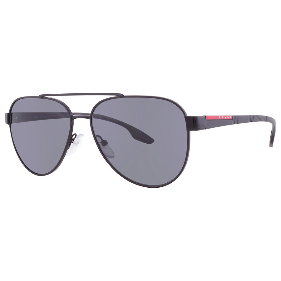Prada Linea Rossa Polarized Grey Pilot Men's Sunglasses PS 54TS 1AB5Z1 58 - 2
