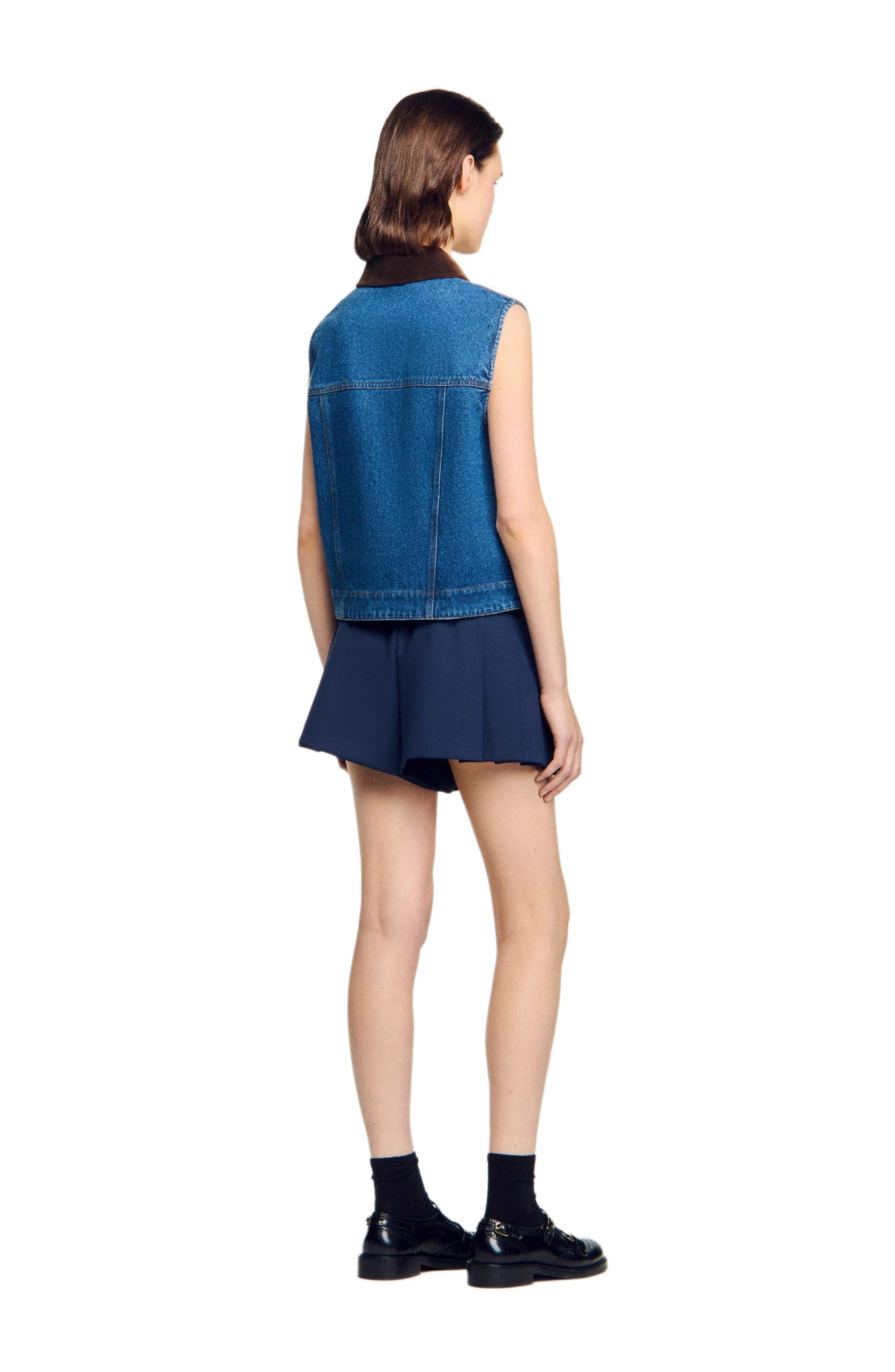 SANDRO Sleeveless denim jacket in Blue Jean at Nordstrom - 2