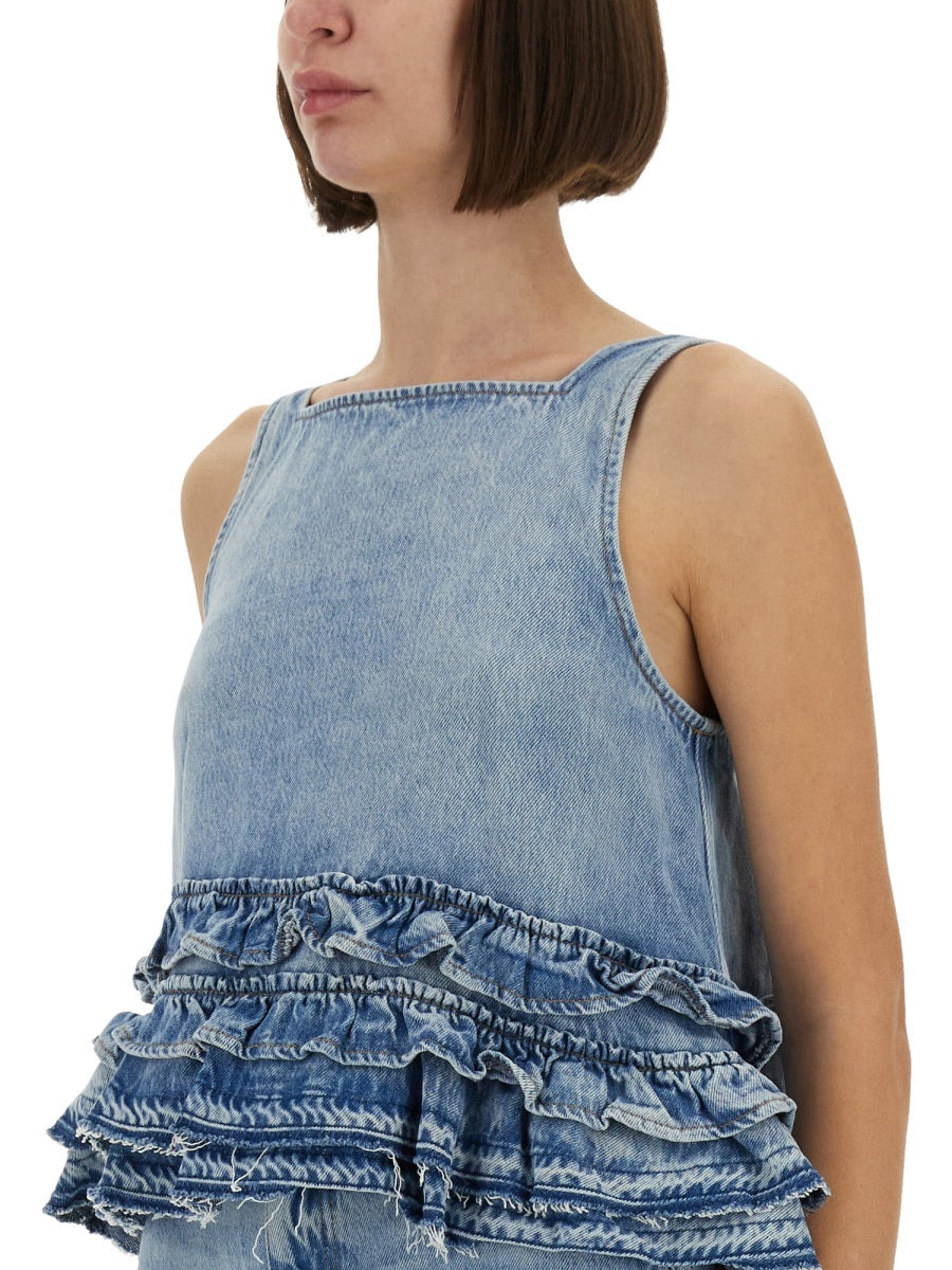 Denim Ruffle Top - 4
