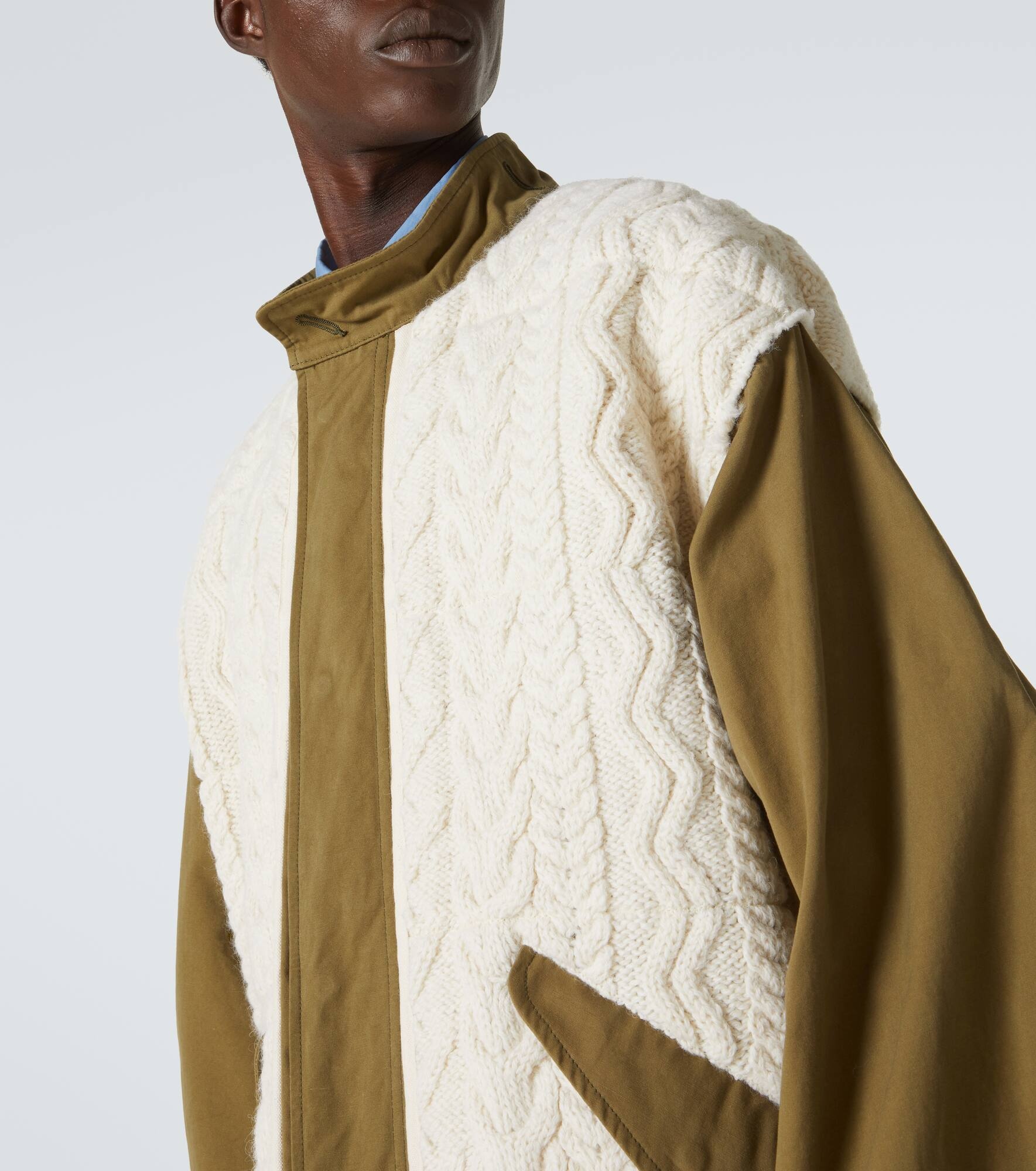 Aran wool-trimmed cotton jacket - 5